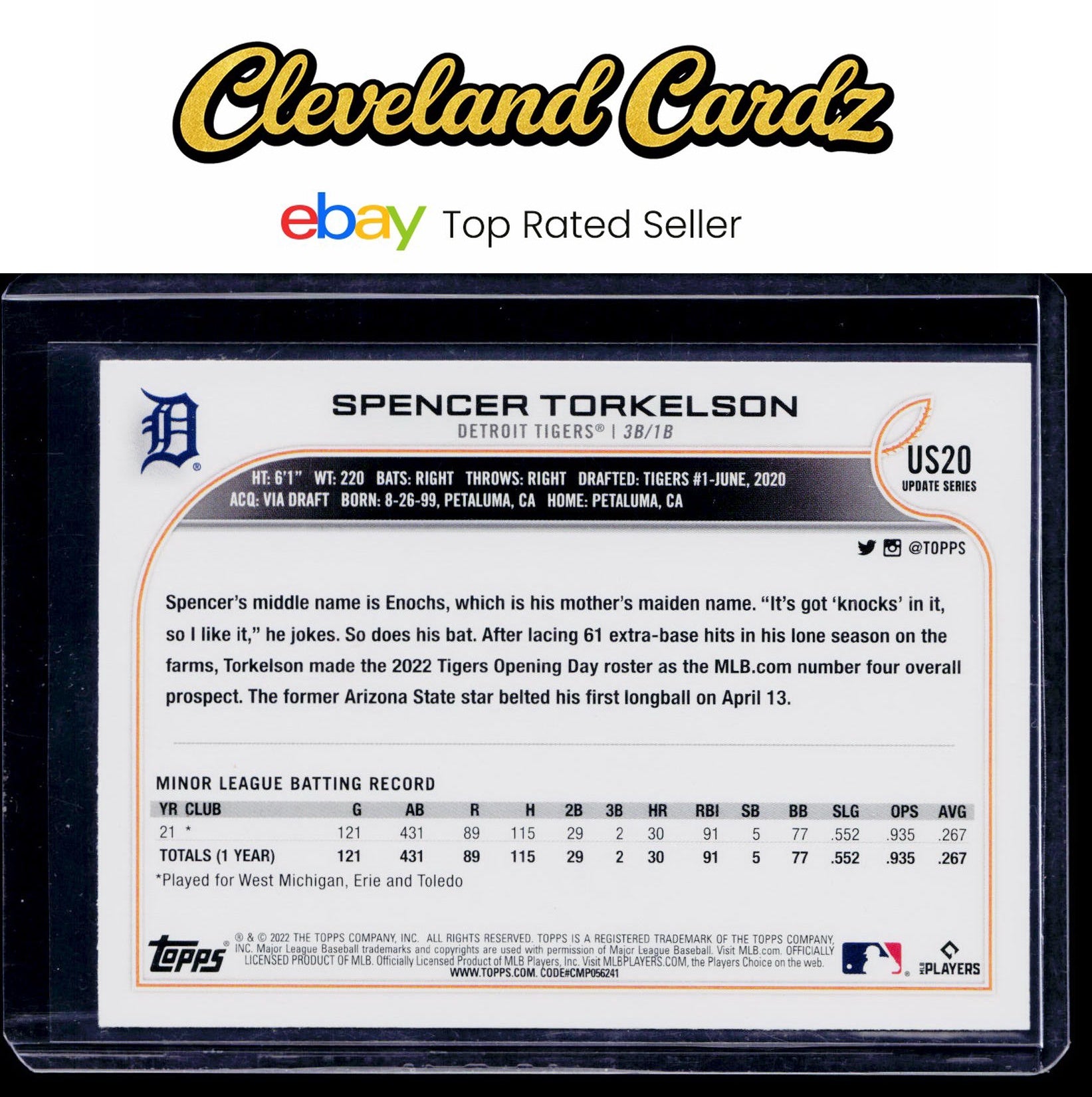 2022 Topps Update #US20 Spencer Torkelson RC