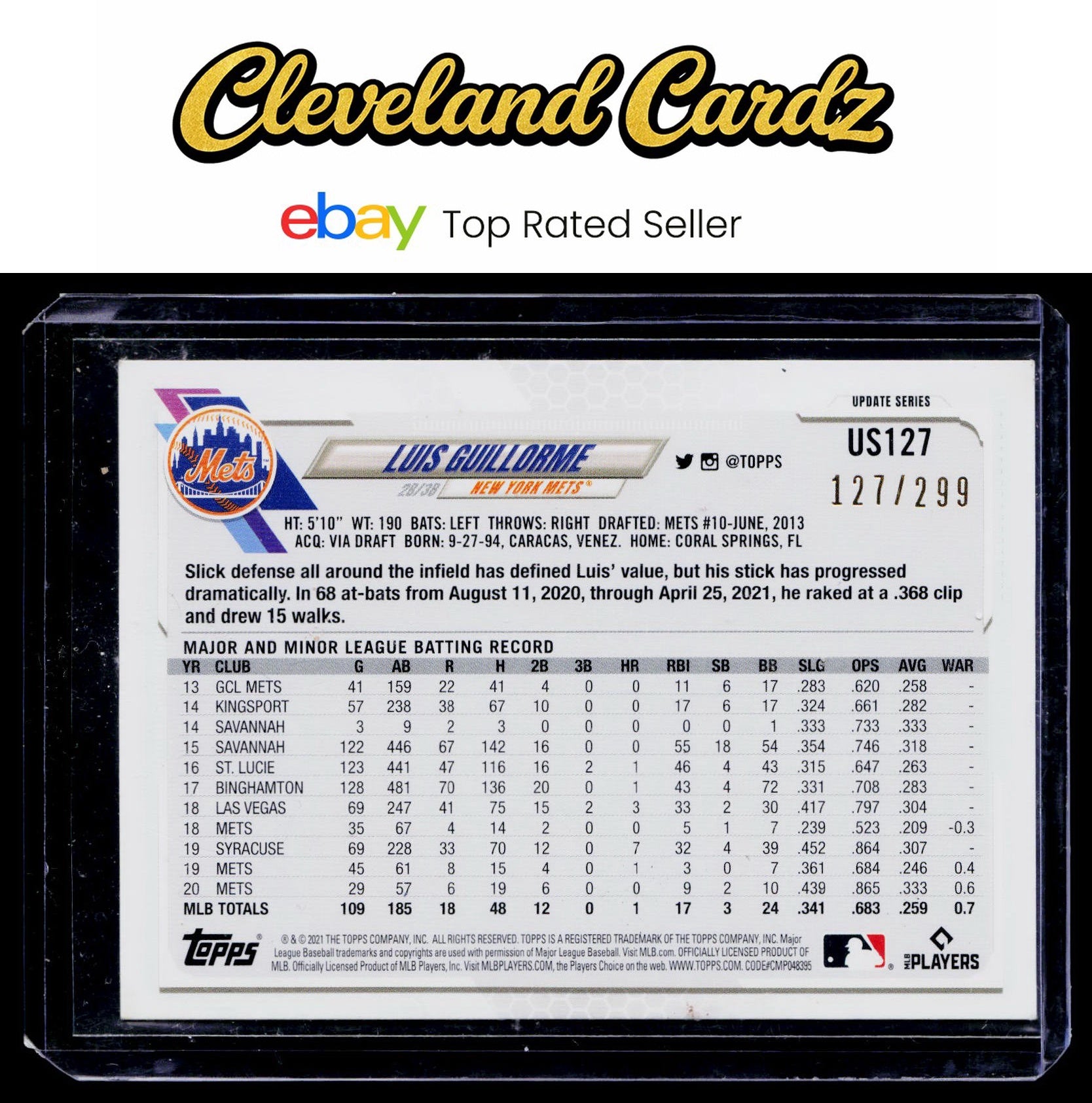 2021 Topps Update #US127 Luis Guillorme Orange Foilboard #/299