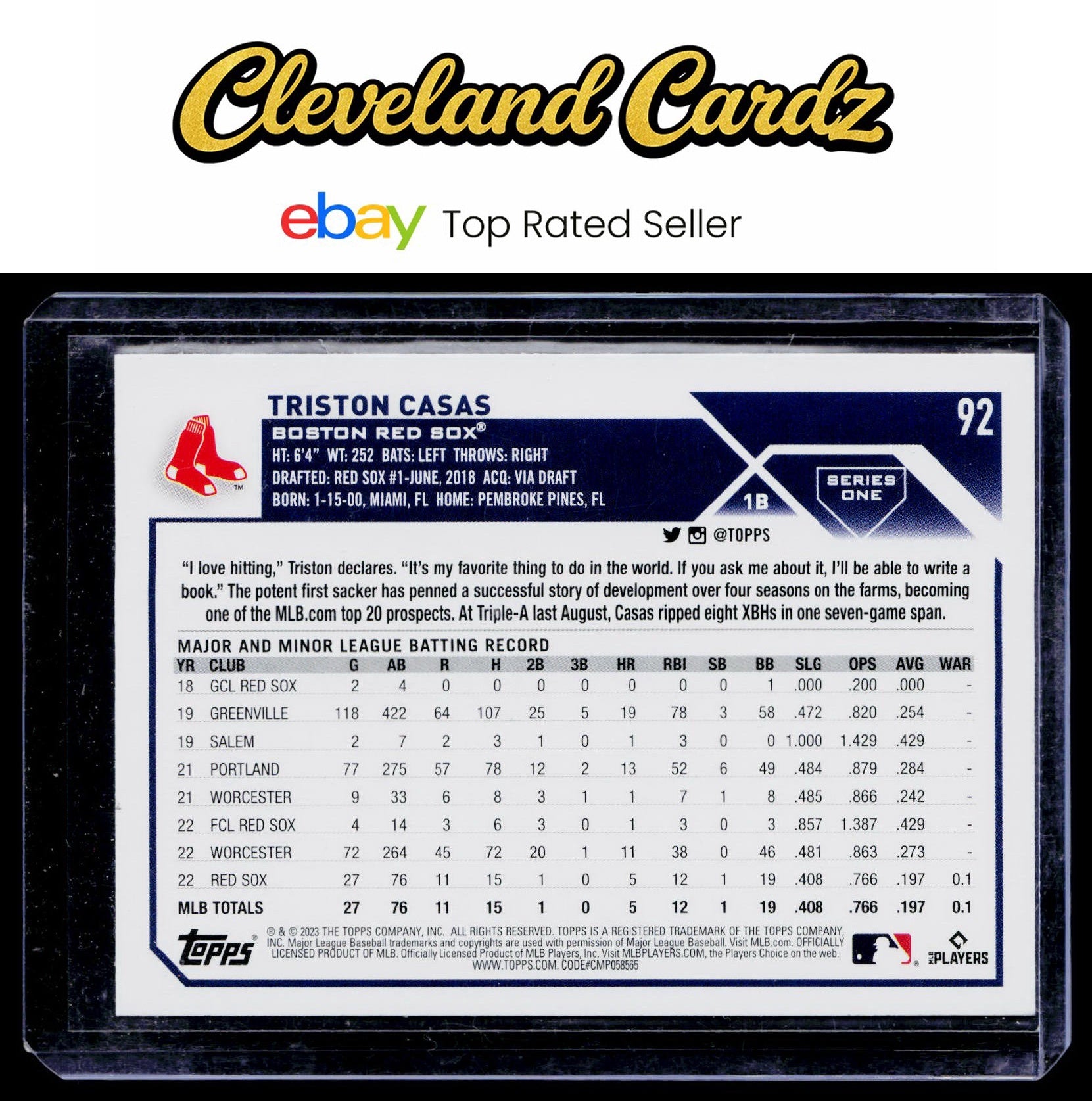 2023 Topps #92 Triston Casas RC