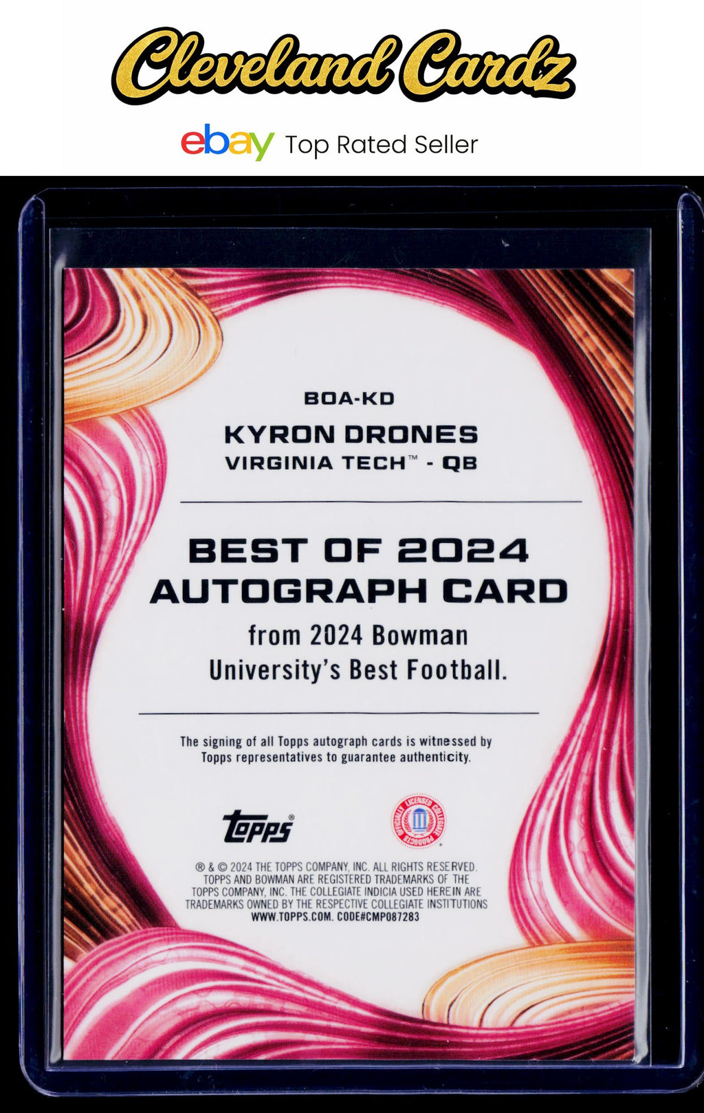2024 Bowman U #BOA-KD Kyron Drones Autograph Pink Lava Refractor #/100