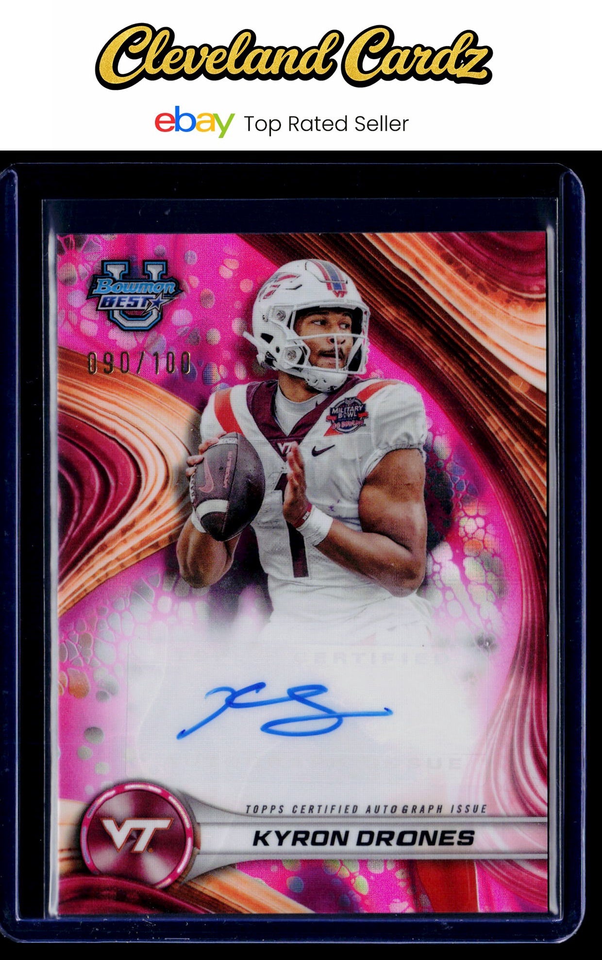 2024 Bowman U #BOA-KD Kyron Drones Autograph Pink Lava Refractor #/100
