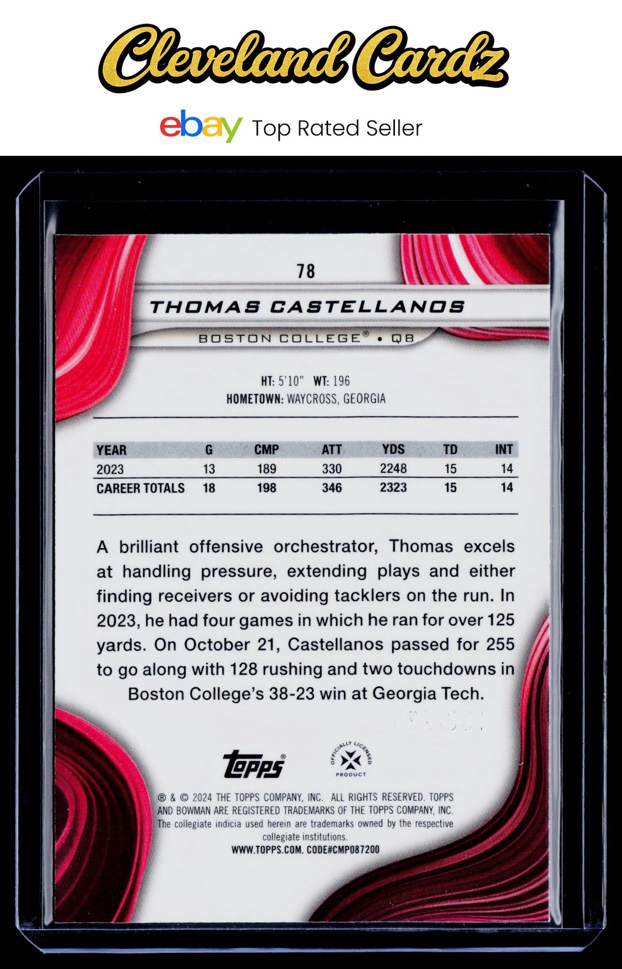 2024 Bowman University Best #78 Thomas Castellanos Aqua Refractor #/225