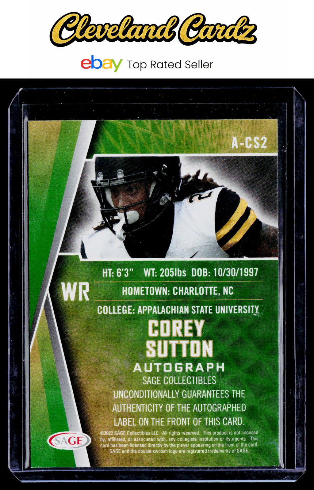 2022 SAGE #A-CS2 Corey Sutton Autographs Green