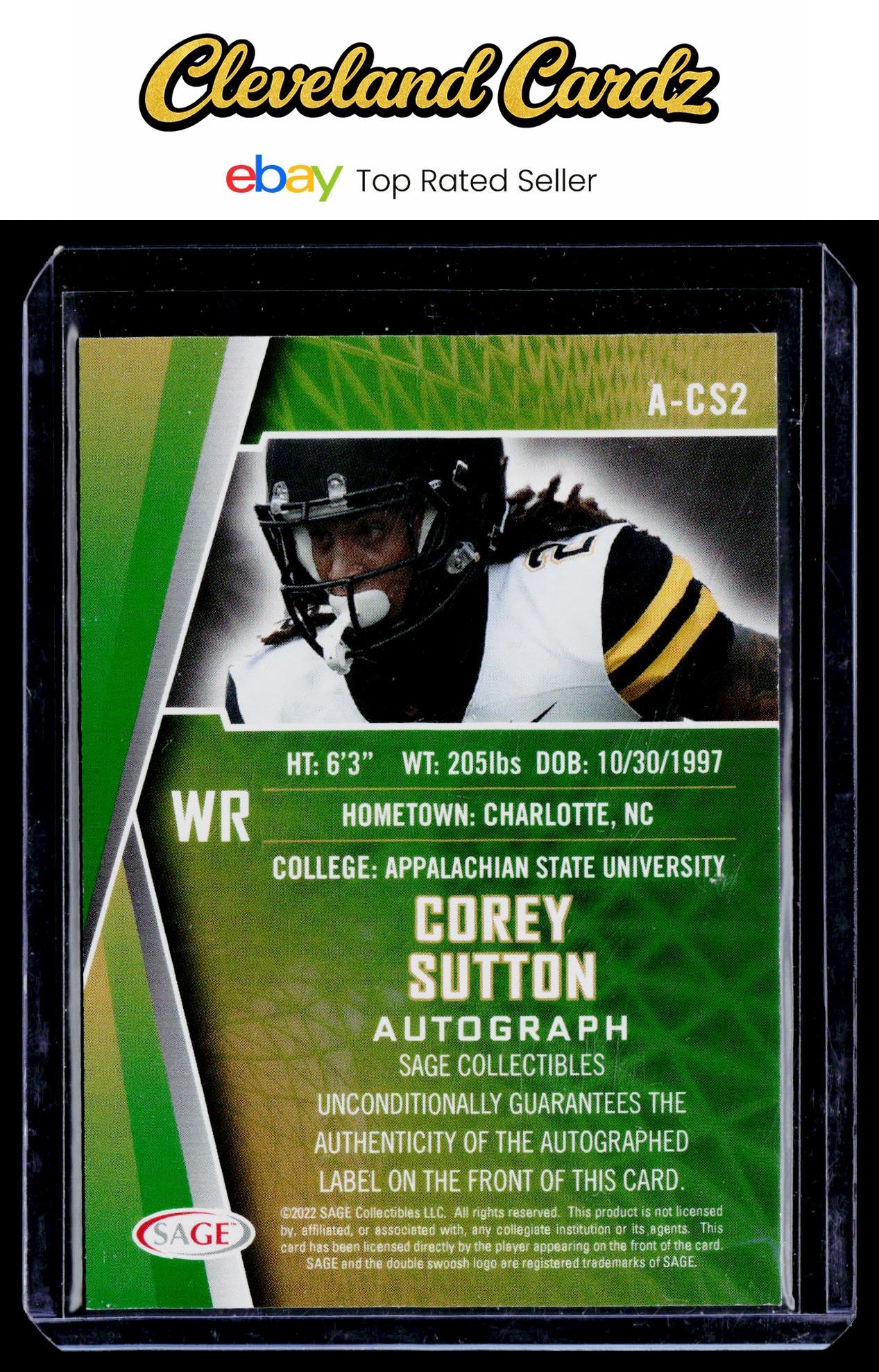 2022 SAGE #A-CS2 Corey Sutton Autographs Green