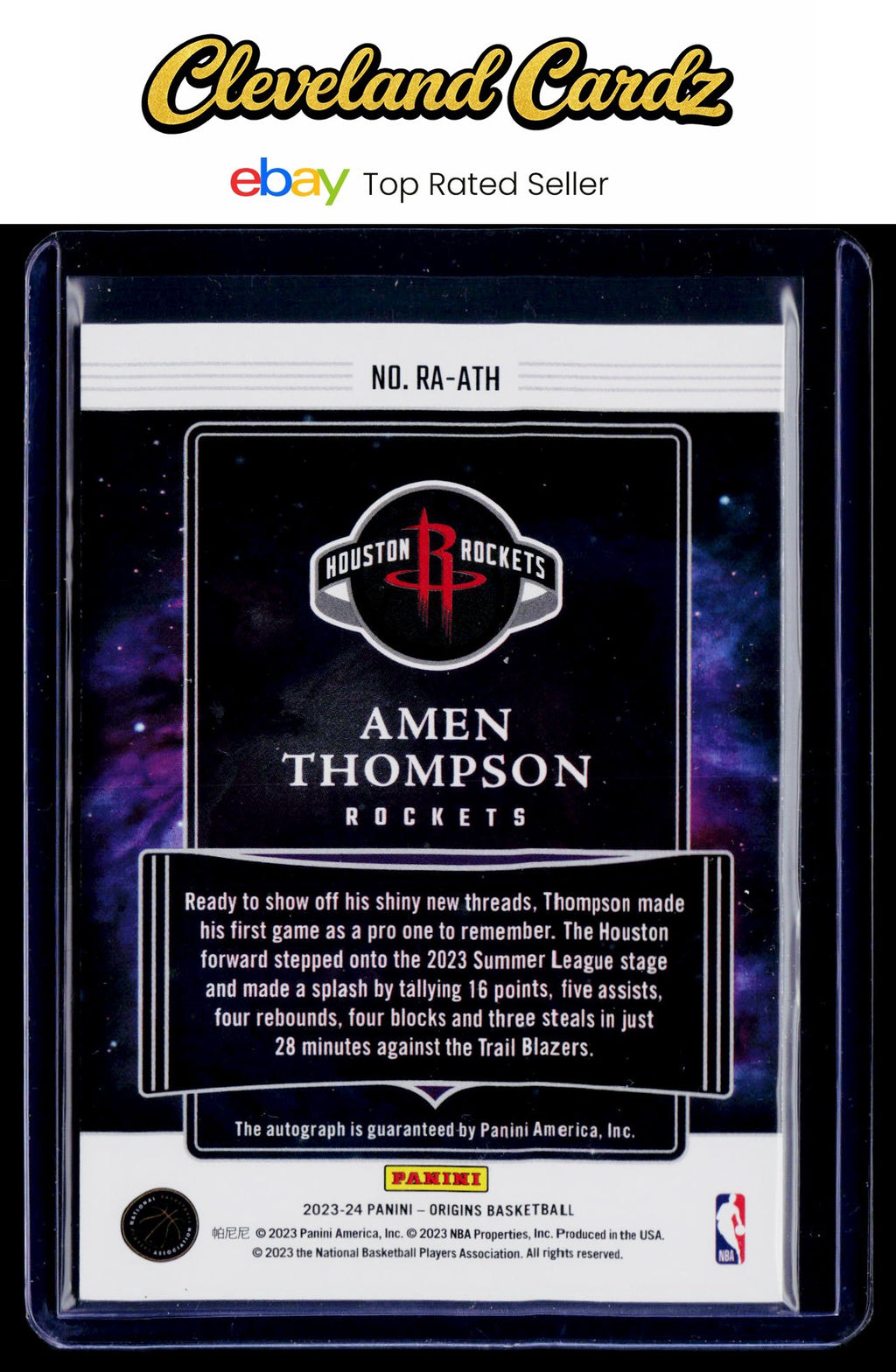 2023-24 Panini Origins #RA-ATH Amen Thompson Rookie Autographs