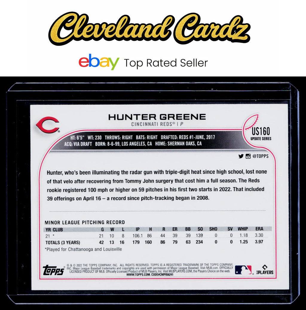 2022 Topps Update #US160 Hunter Greene RC