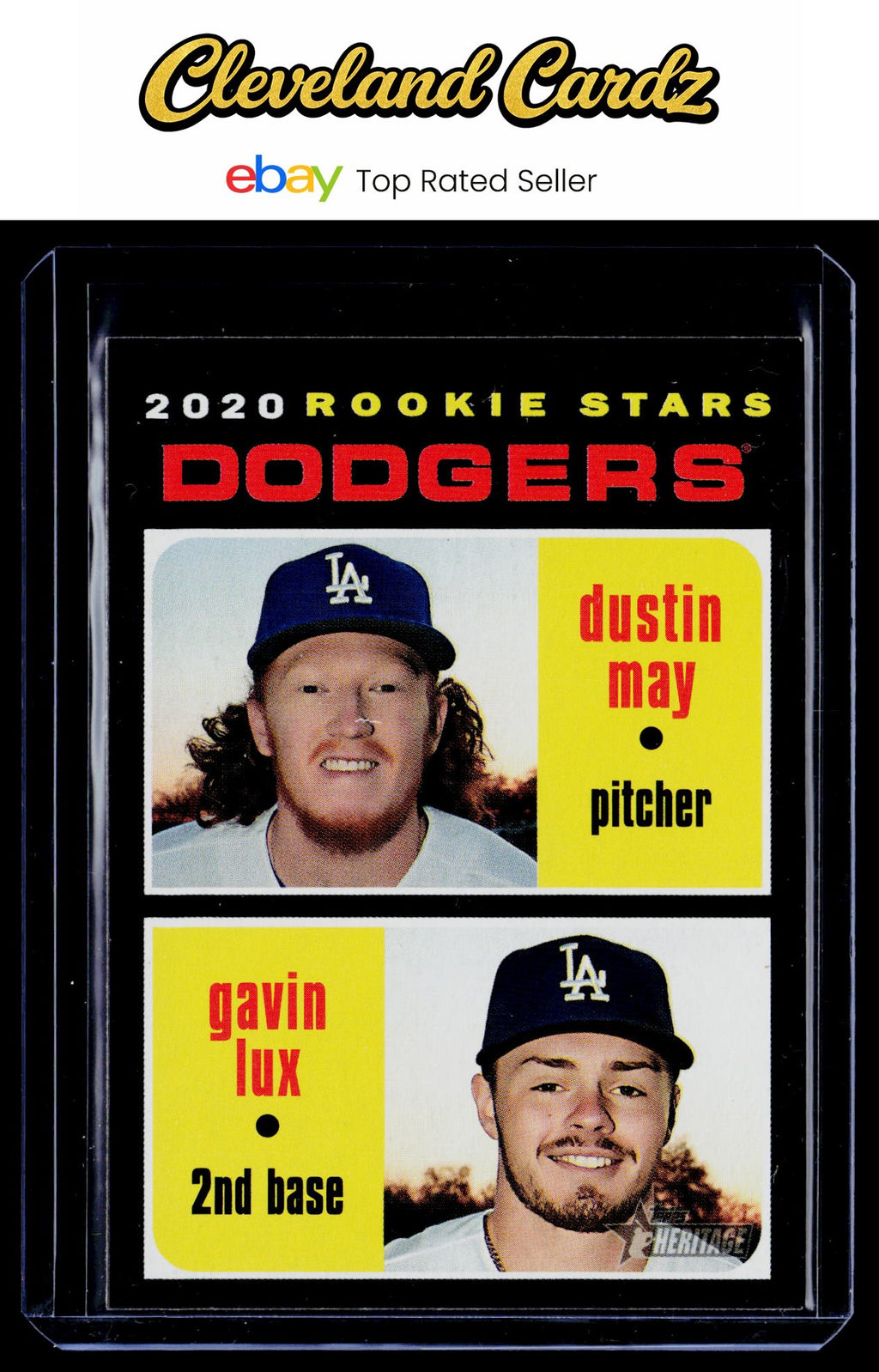 2020 Topps Heritage #188 Dodgers 2020 Rookie Stars (Dustin May / Gavin Lux) RC