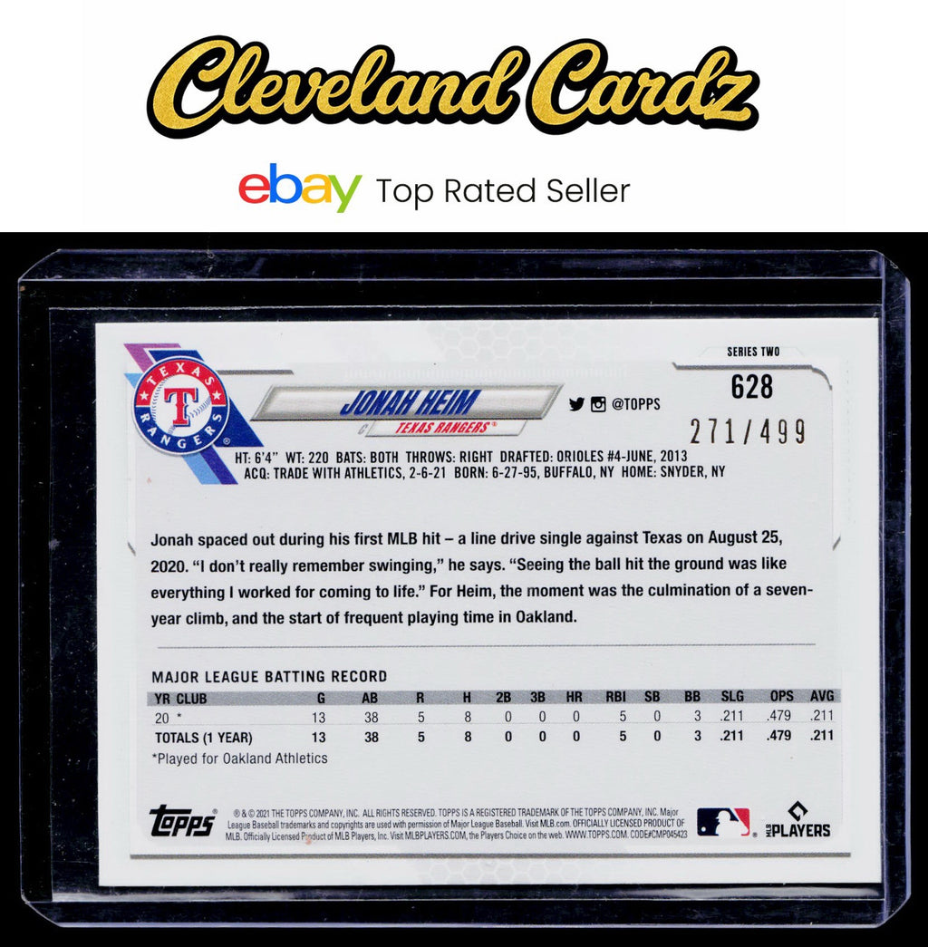 2021 Topps #628 Jonah Heim Green #/499 RC