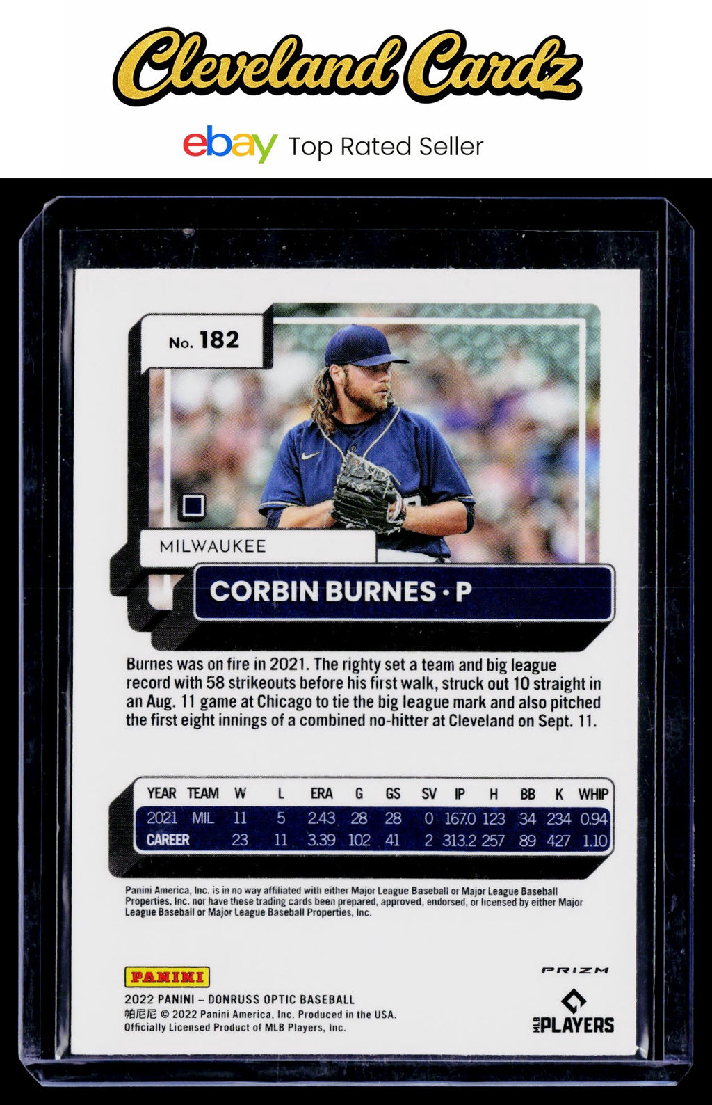 2022 Donruss Optic - Lime Green Prizm #182 Corbin Burnes
