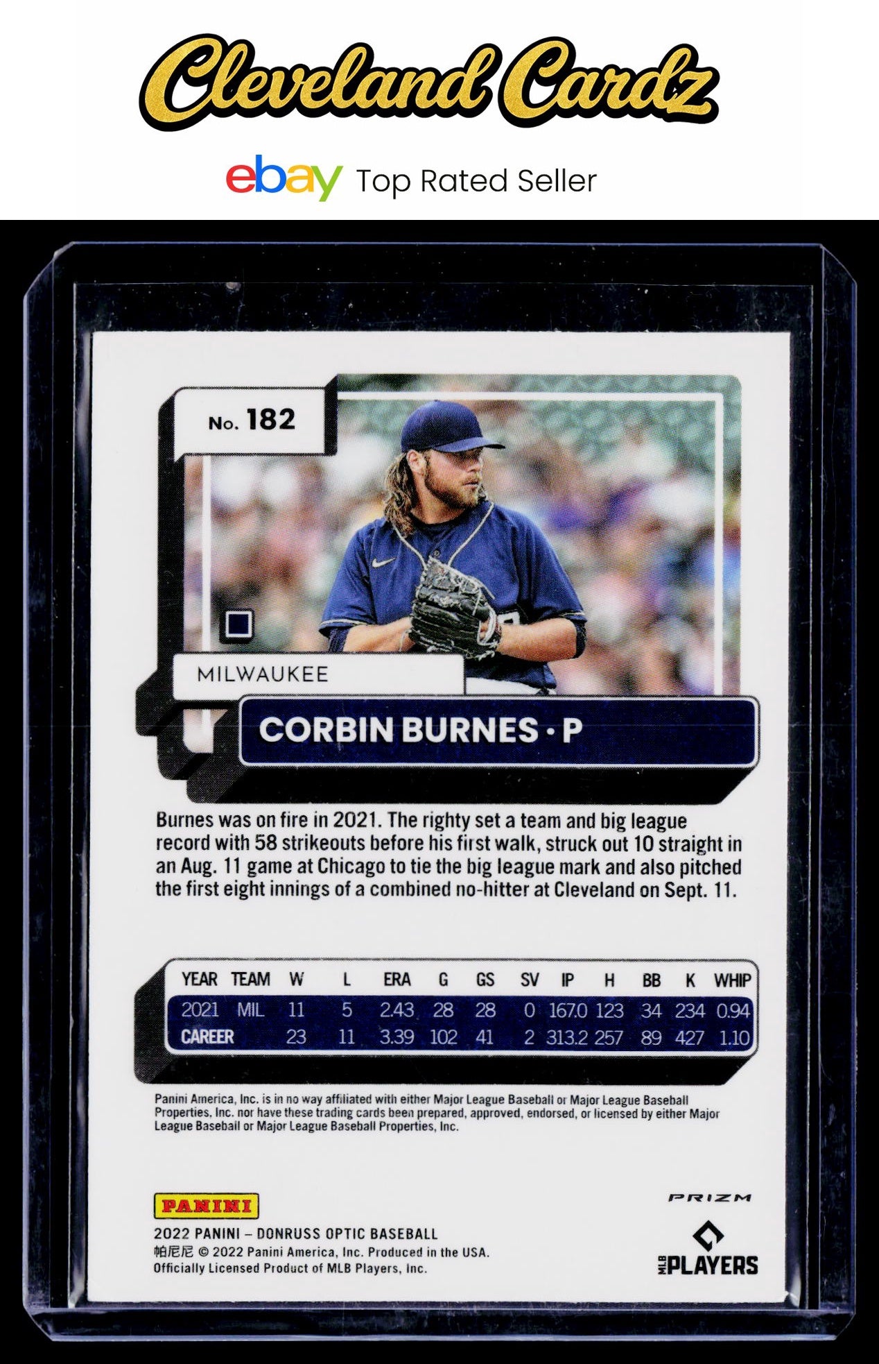 2022 Donruss Optic - Lime Green Prizm #182 Corbin Burnes