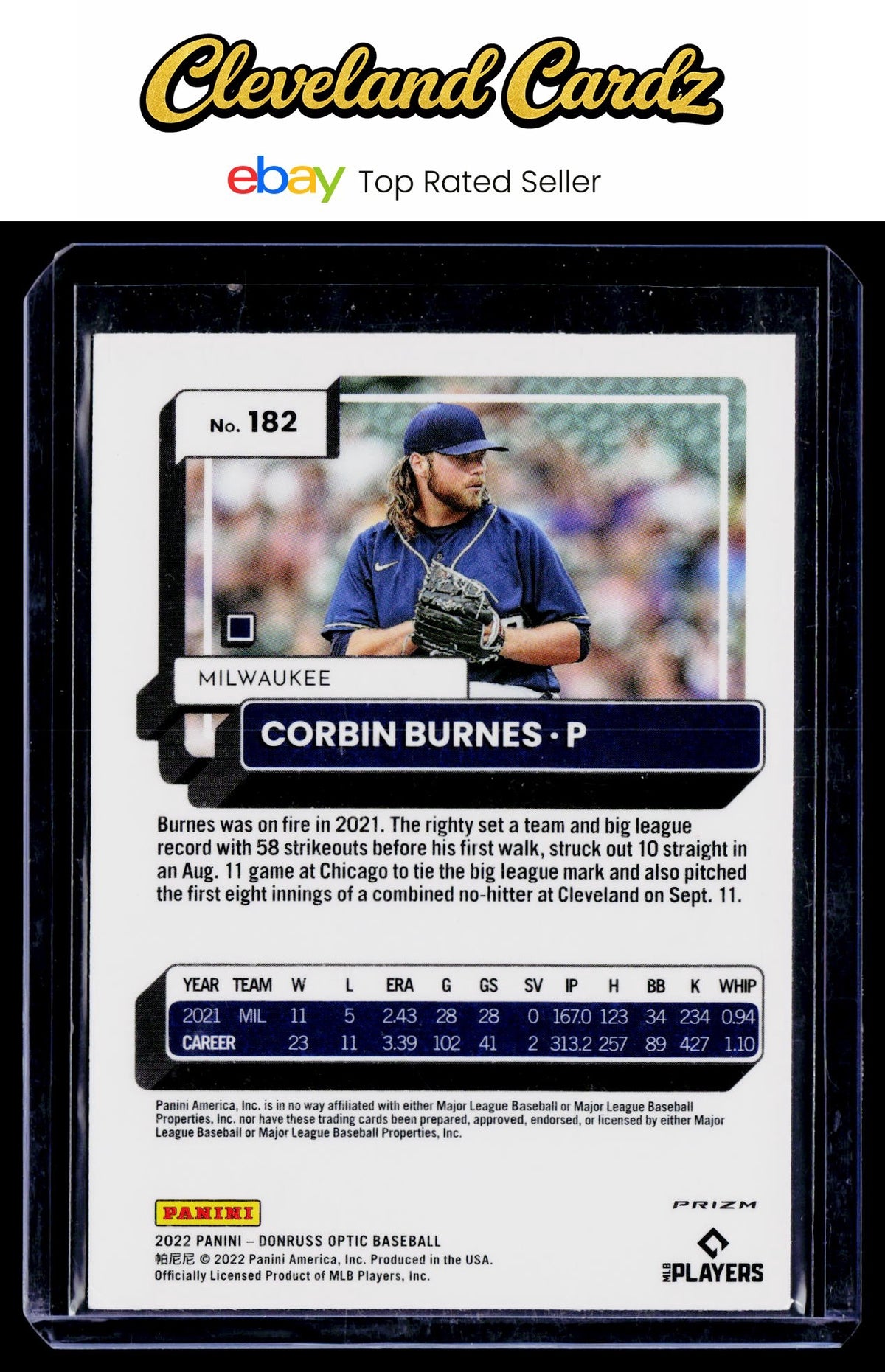 2022 Donruss Optic - Lime Green Prizm #182 Corbin Burnes