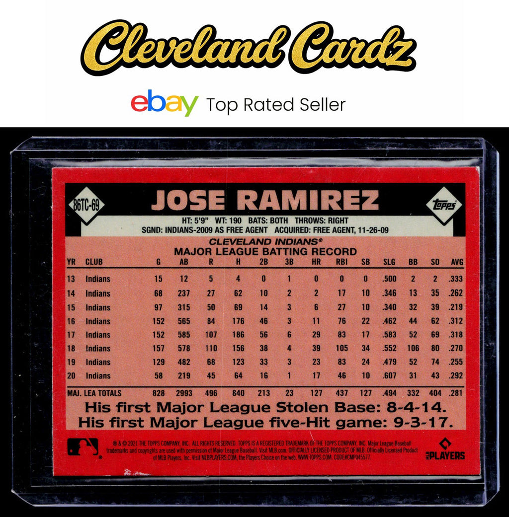 2021 Topps #86TC-69 Jose Ramirez 1986 Topps Baseball 35th Anniversary Chrome