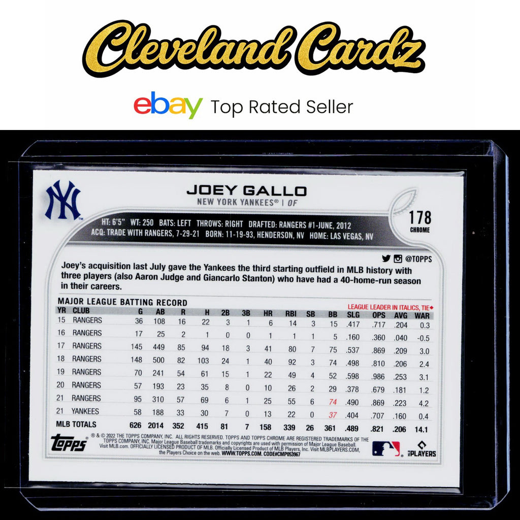 2022 Topps Chrome #178 Joey Gallo Pink Refractor