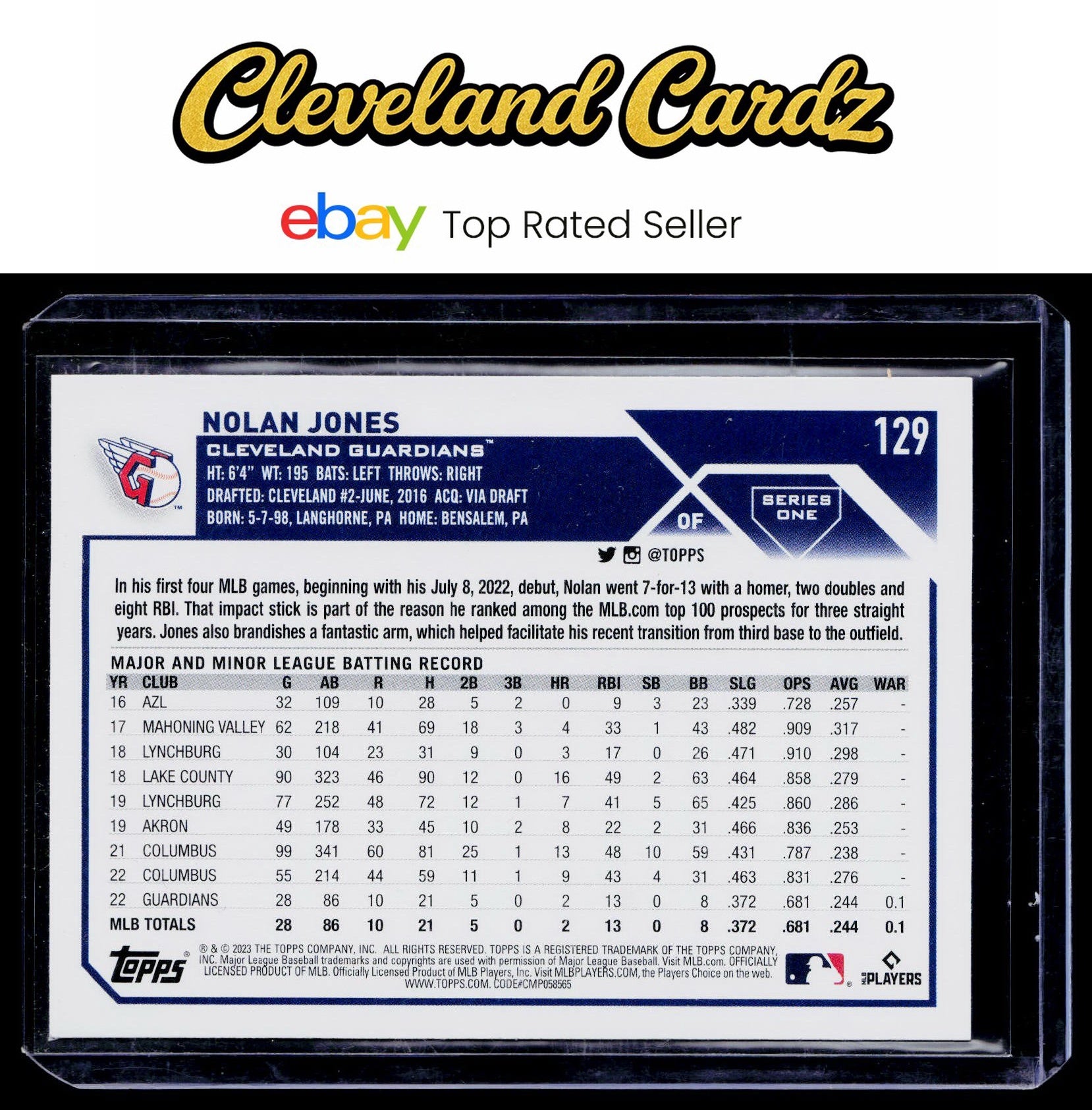 2023 Topps #129 Nolan Jones RC