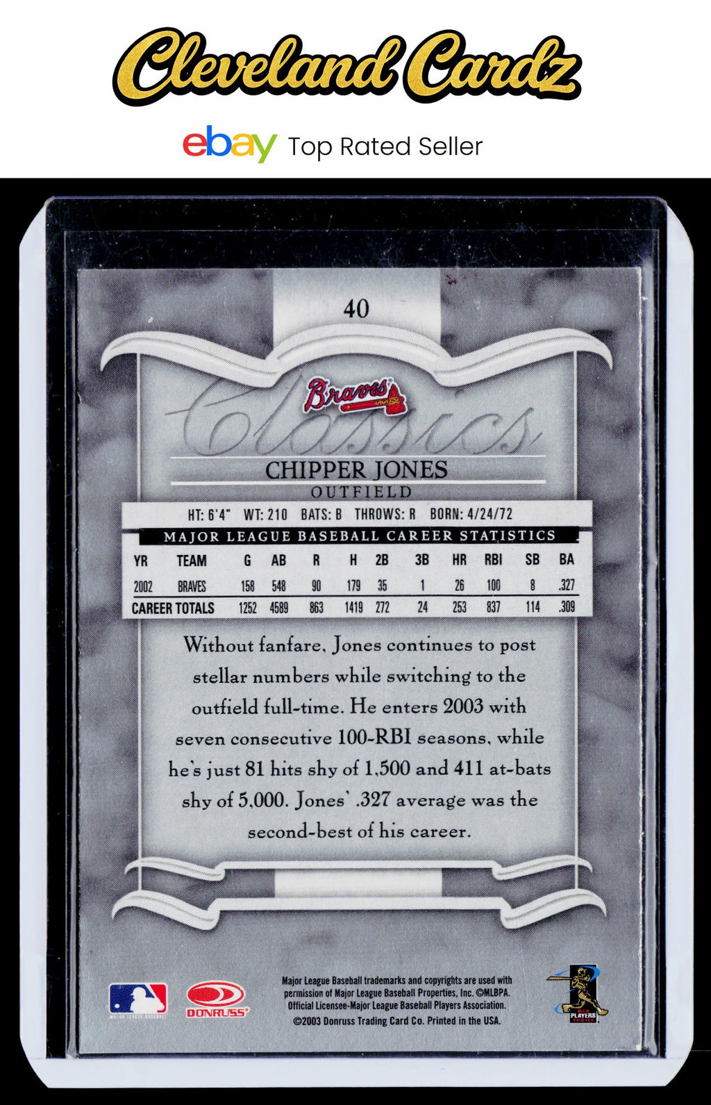 2003 Donruss Classics #40 Chipper Jones