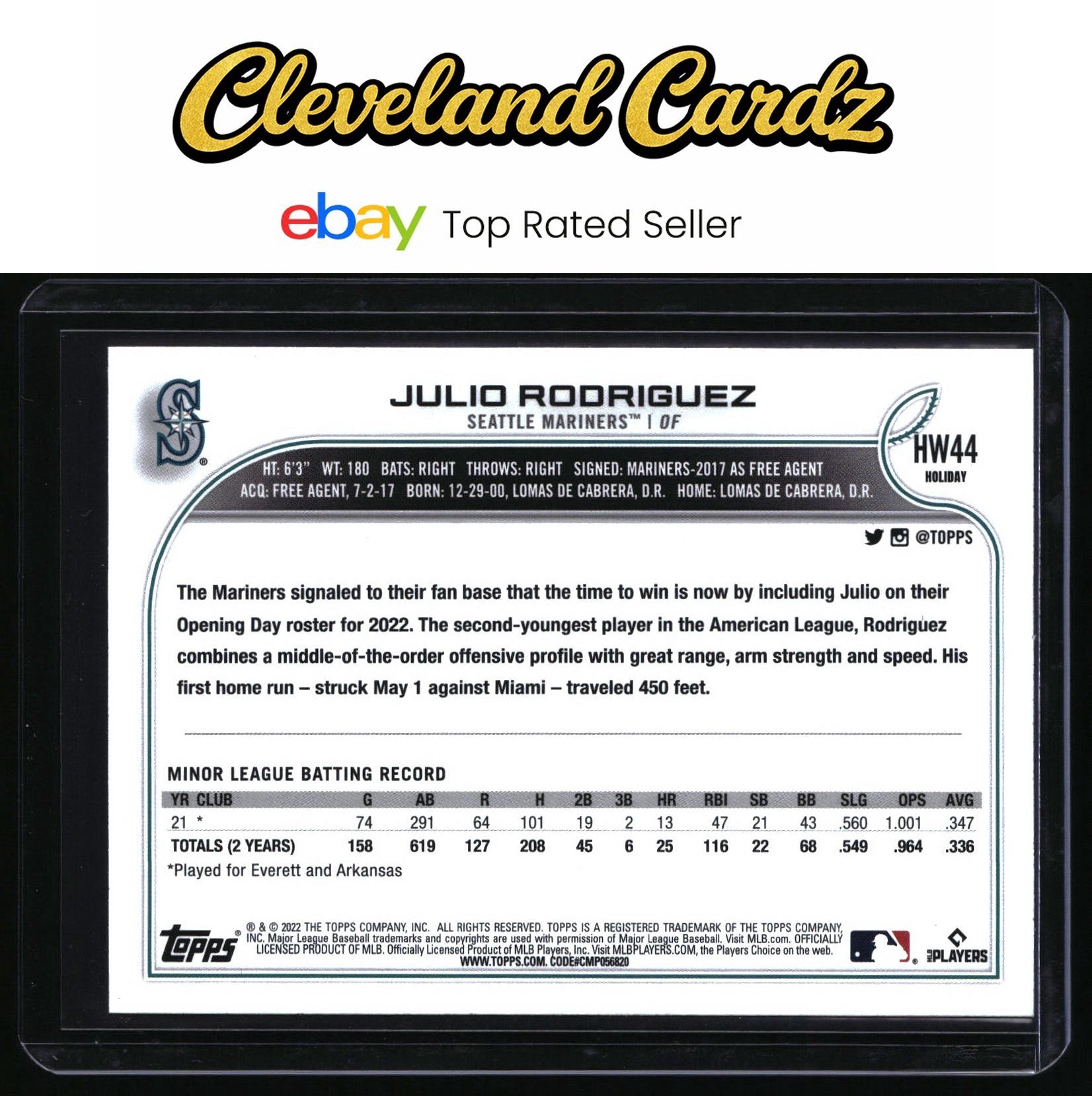 2022 Topps Holiday #HW44c Julio Rodriguez RC