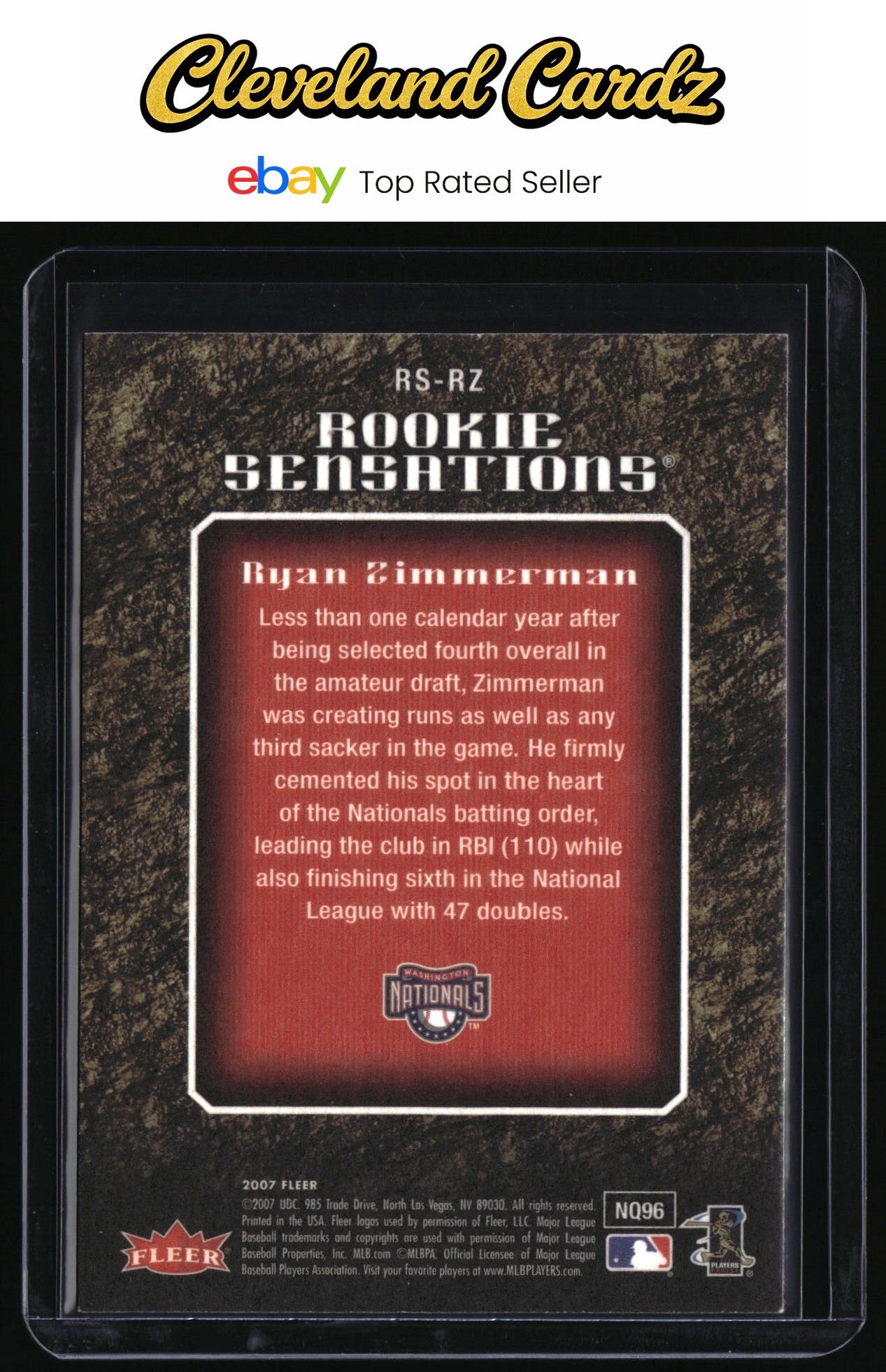 2007 Fleer #RS-RZ Ryan Zimmerman Rookie Sensations RC