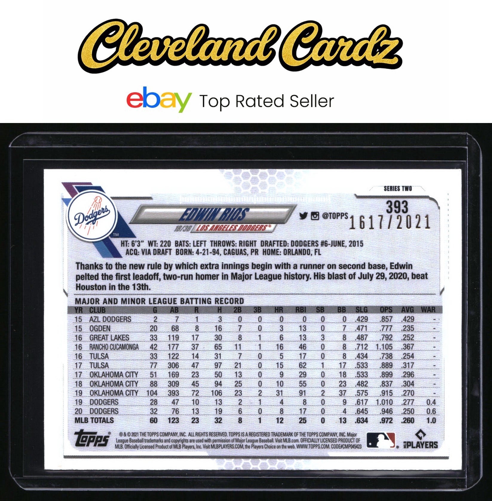 2021 Topps #393 Edwin Rios Gold #/2021