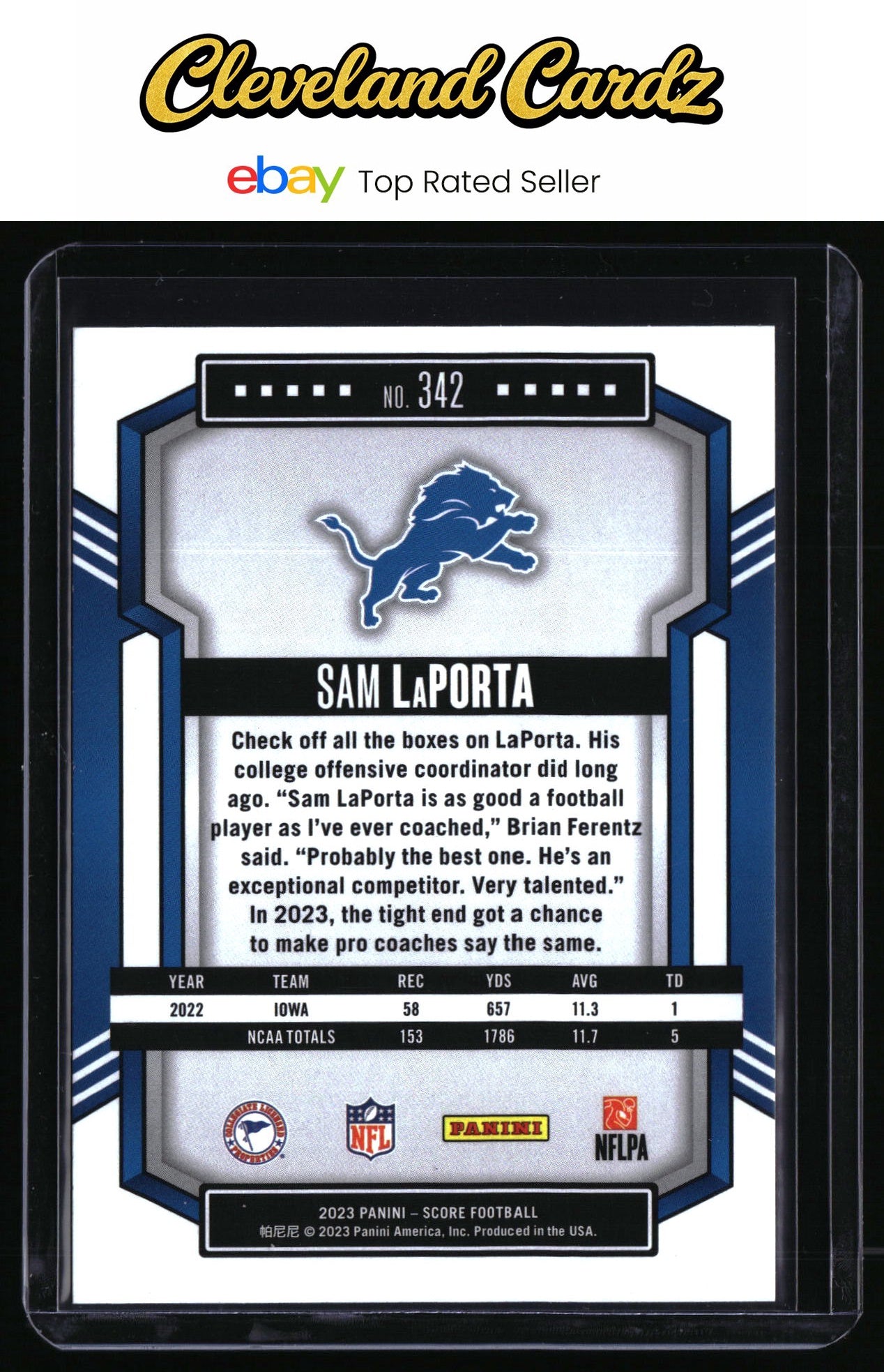 2023 Score #342 Sam LaPorta RC