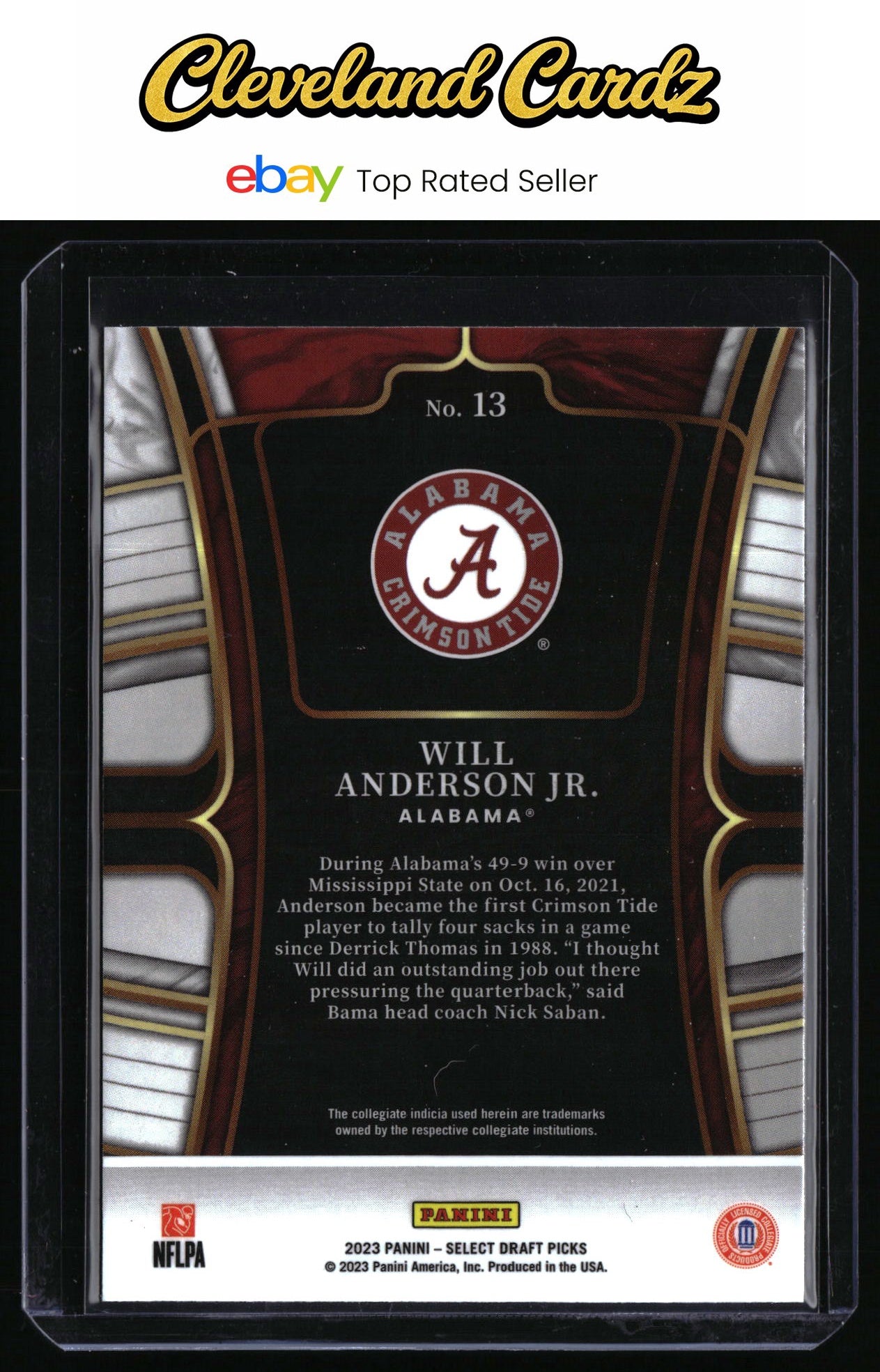 2023 Panini Select Draft Picks #13 Will Anderson Jr. Blue