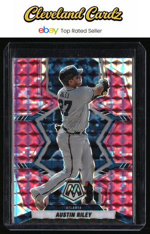 2022 Panini Mosaic #35 Austin Riley Pink Camo Mosaic