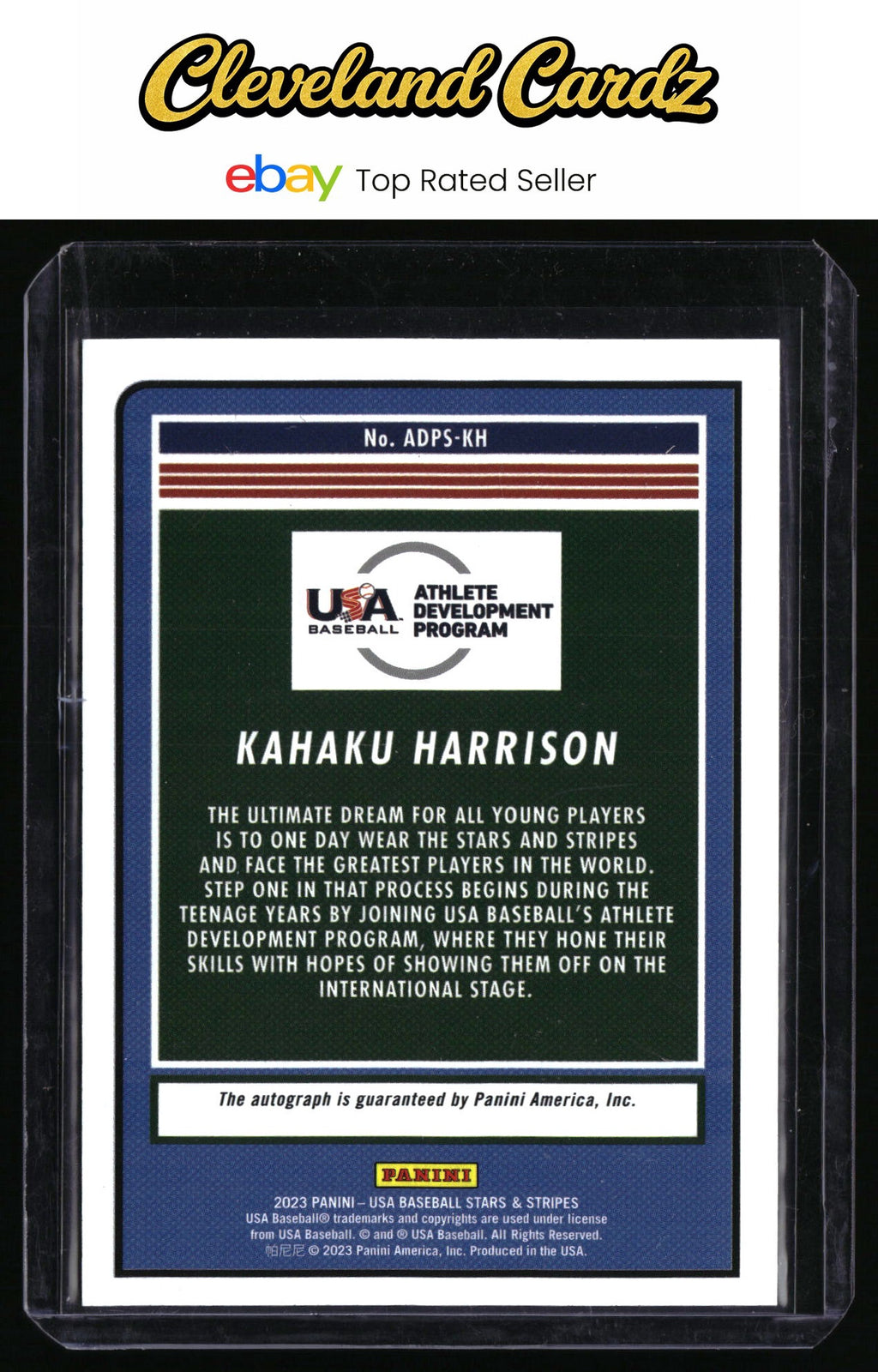 2023 Panini Stars & Stripes Baseball #ADPS-KH Kahaku Harrison ADP Signatures