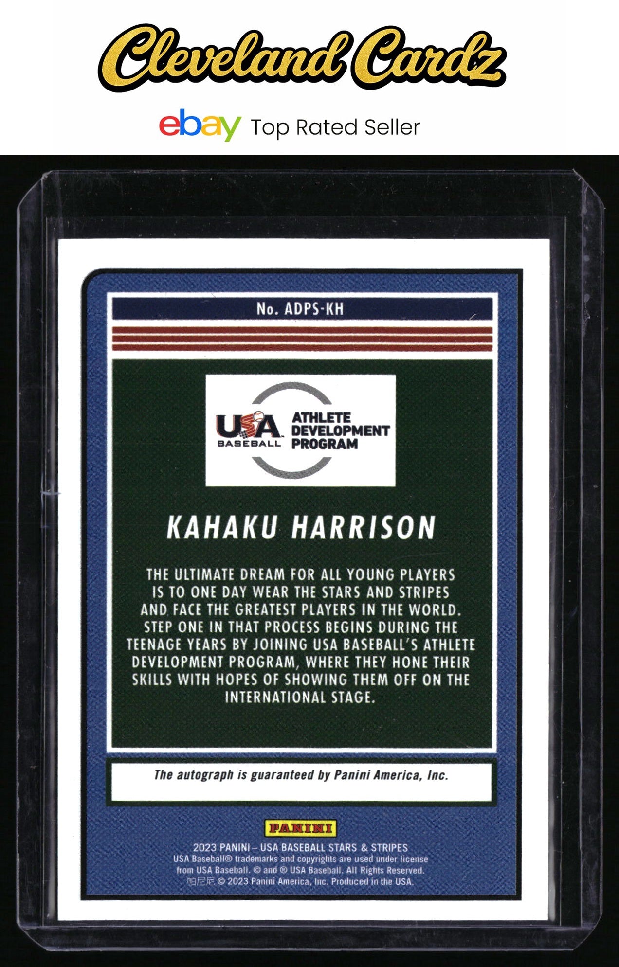 2023 Panini Stars & Stripes Baseball #ADPS-KH Kahaku Harrison ADP Signatures