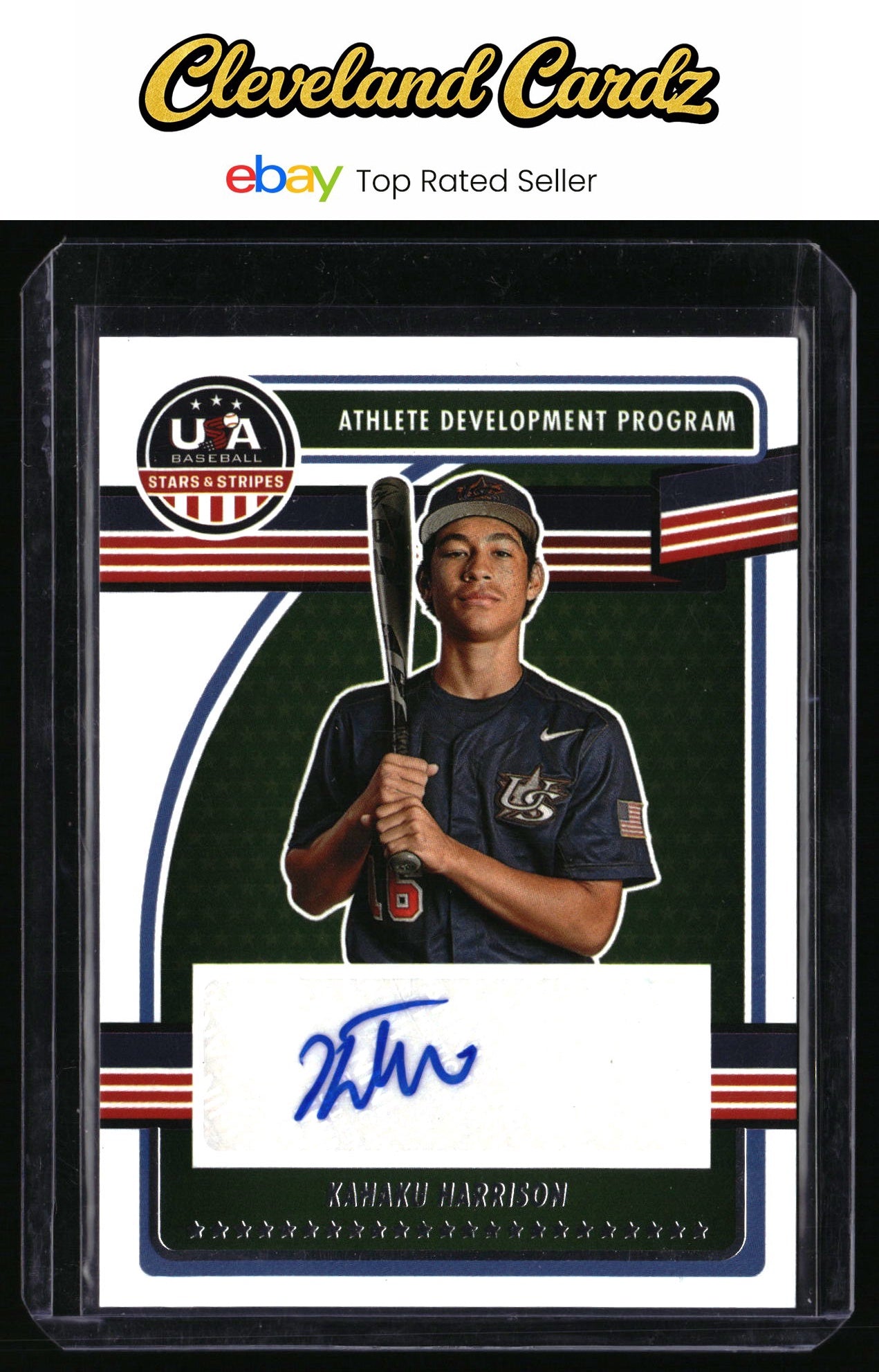 2023 Panini Stars & Stripes Baseball #ADPS-KH Kahaku Harrison ADP Signatures