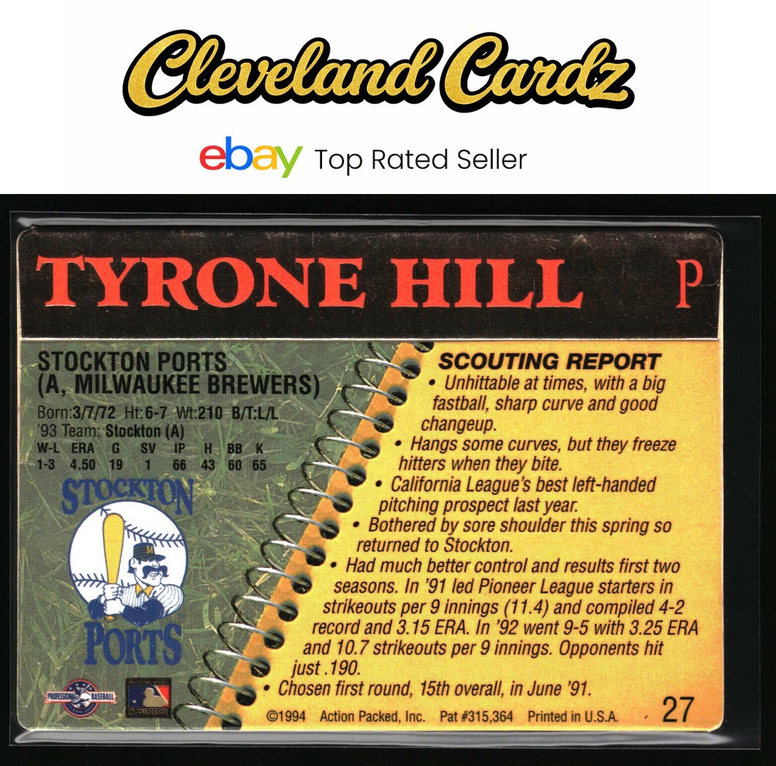 1994 Action Packed Minors #27 Tyrone Hill