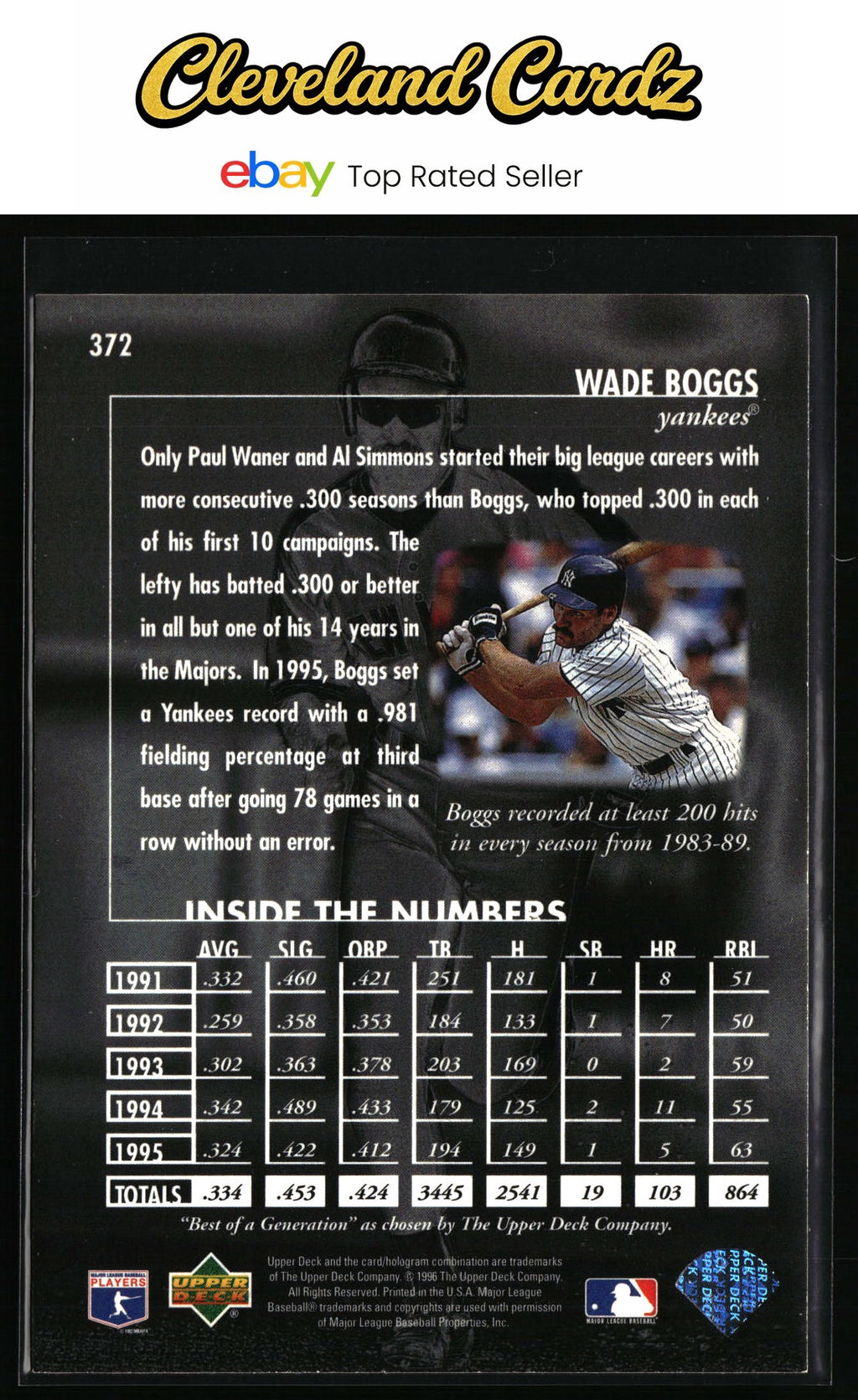 1996 Upper Deck #372 Wade Boggs