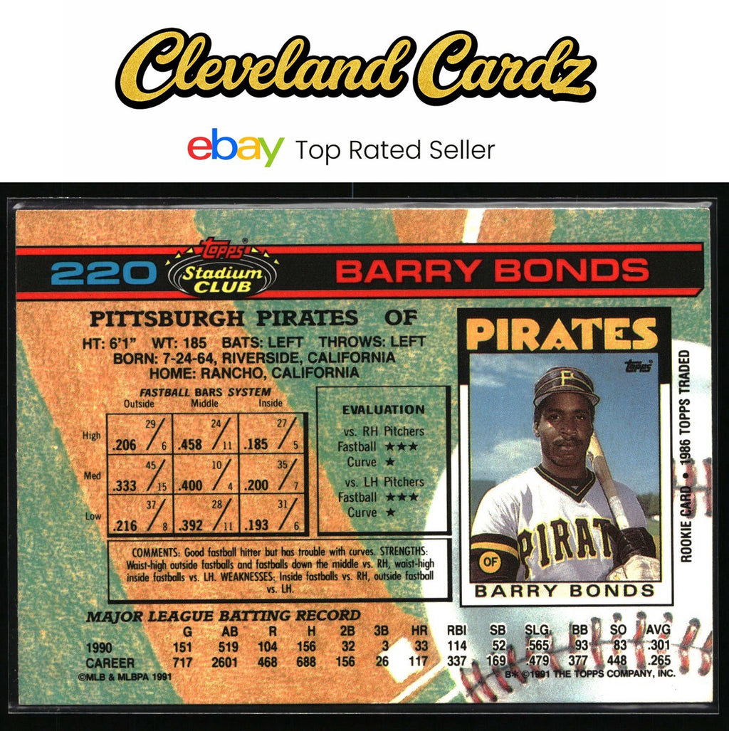 1991 Stadium Club #220 Barry Bonds