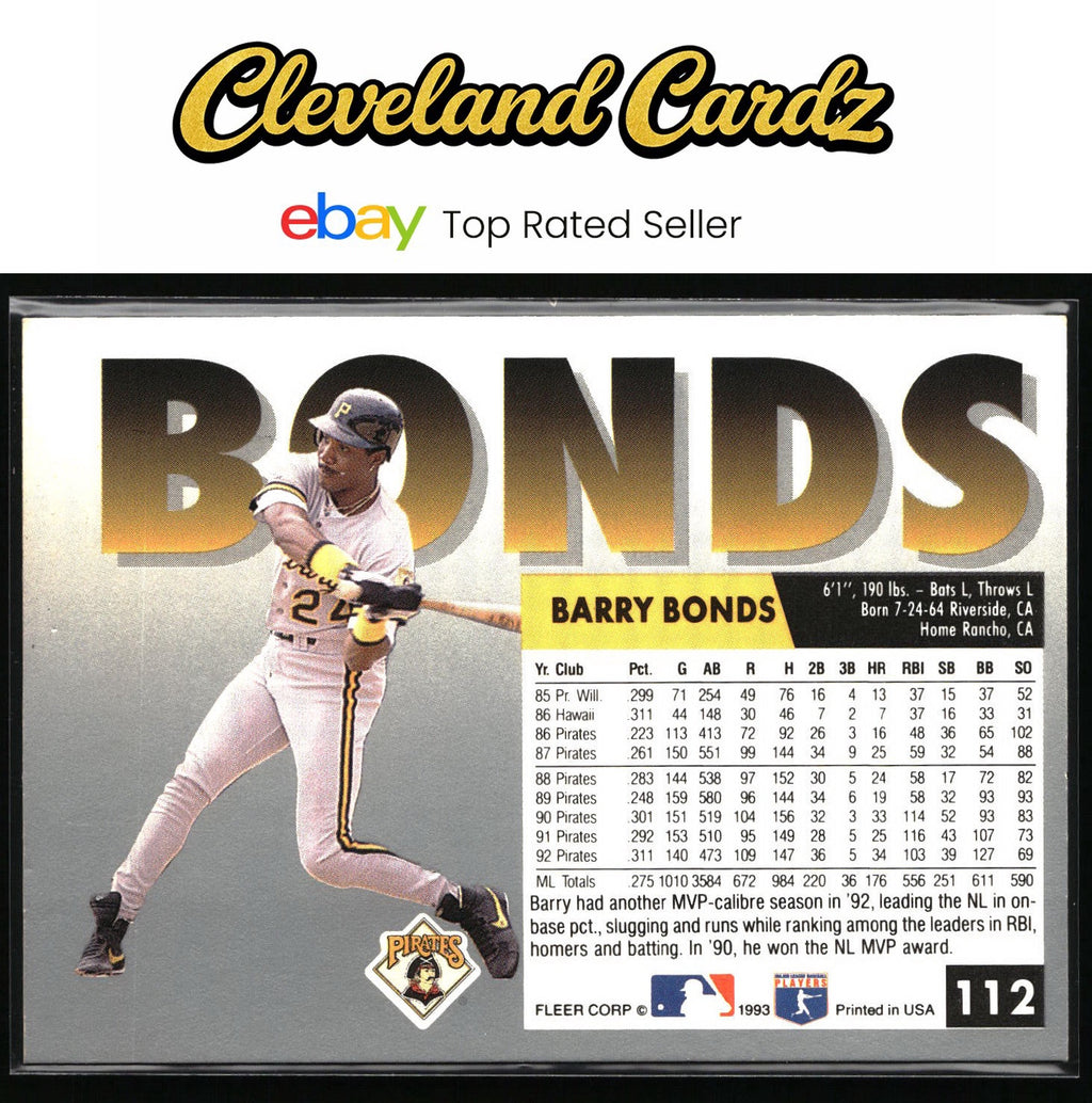 1993 Fleer Fruit of the Loom #6 Barry Bonds