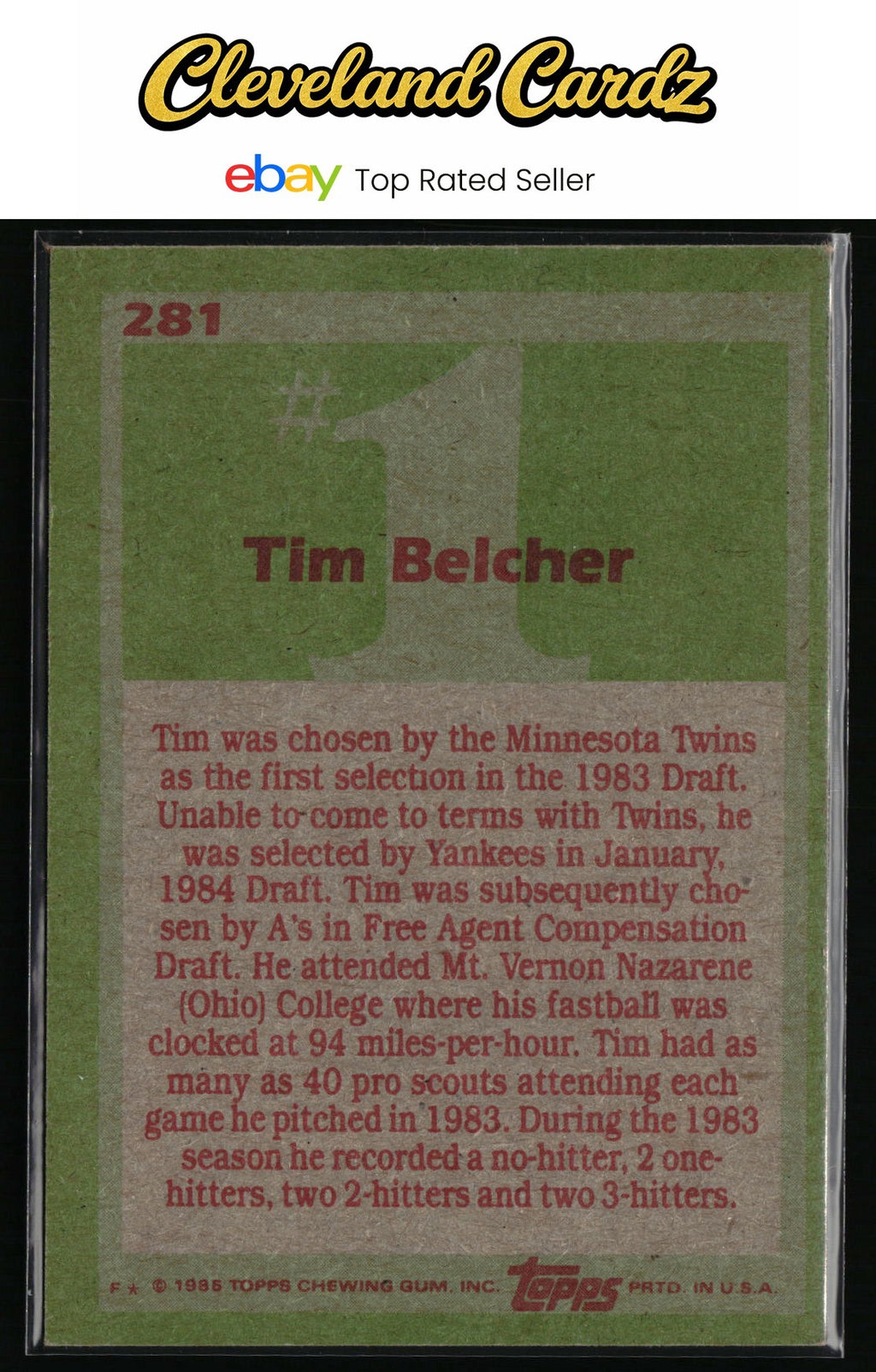 1985 Topps #281 Tim Belcher RC