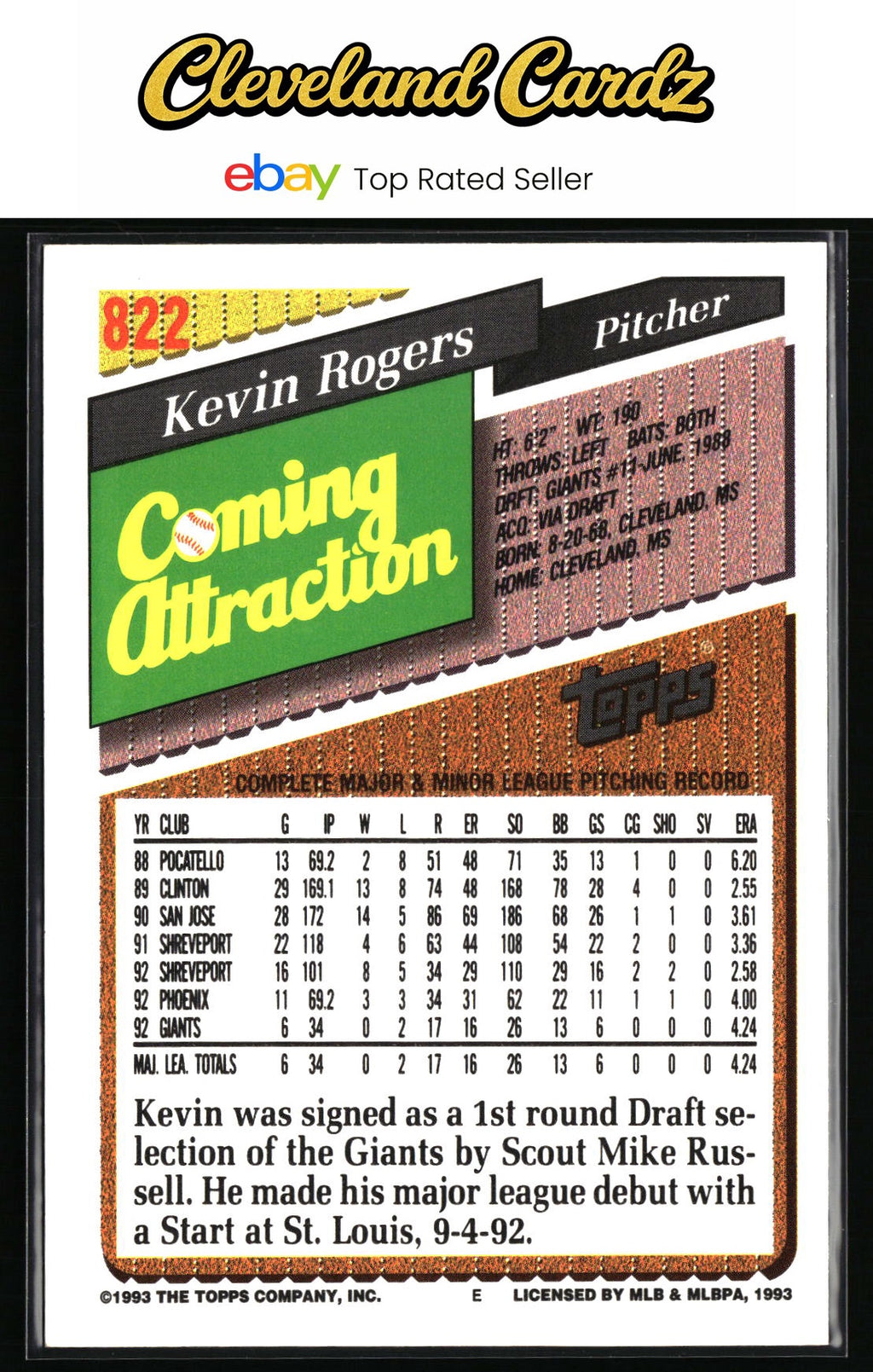1993 Topps #822 Kevin Rogers