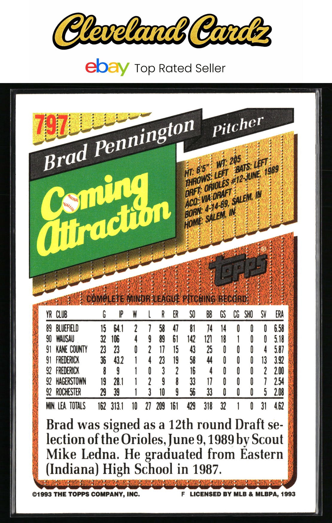 1993 Topps #797 Brad Pennington