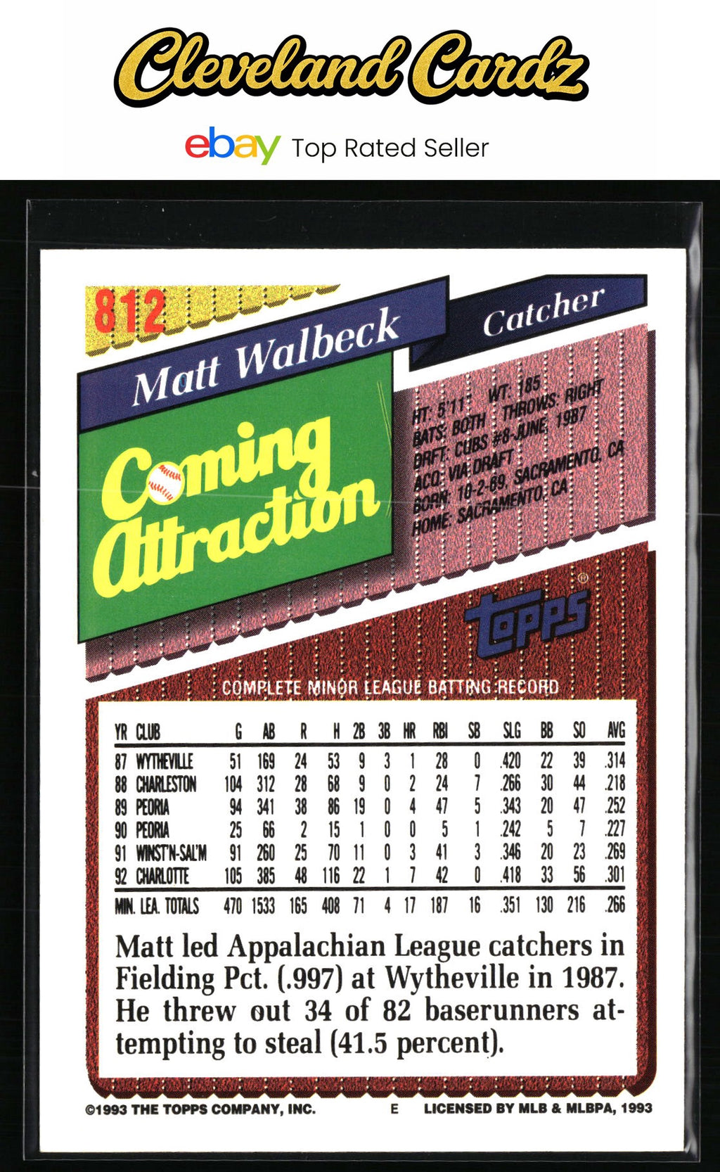 1993 Topps #812 Matt Walbeck RC