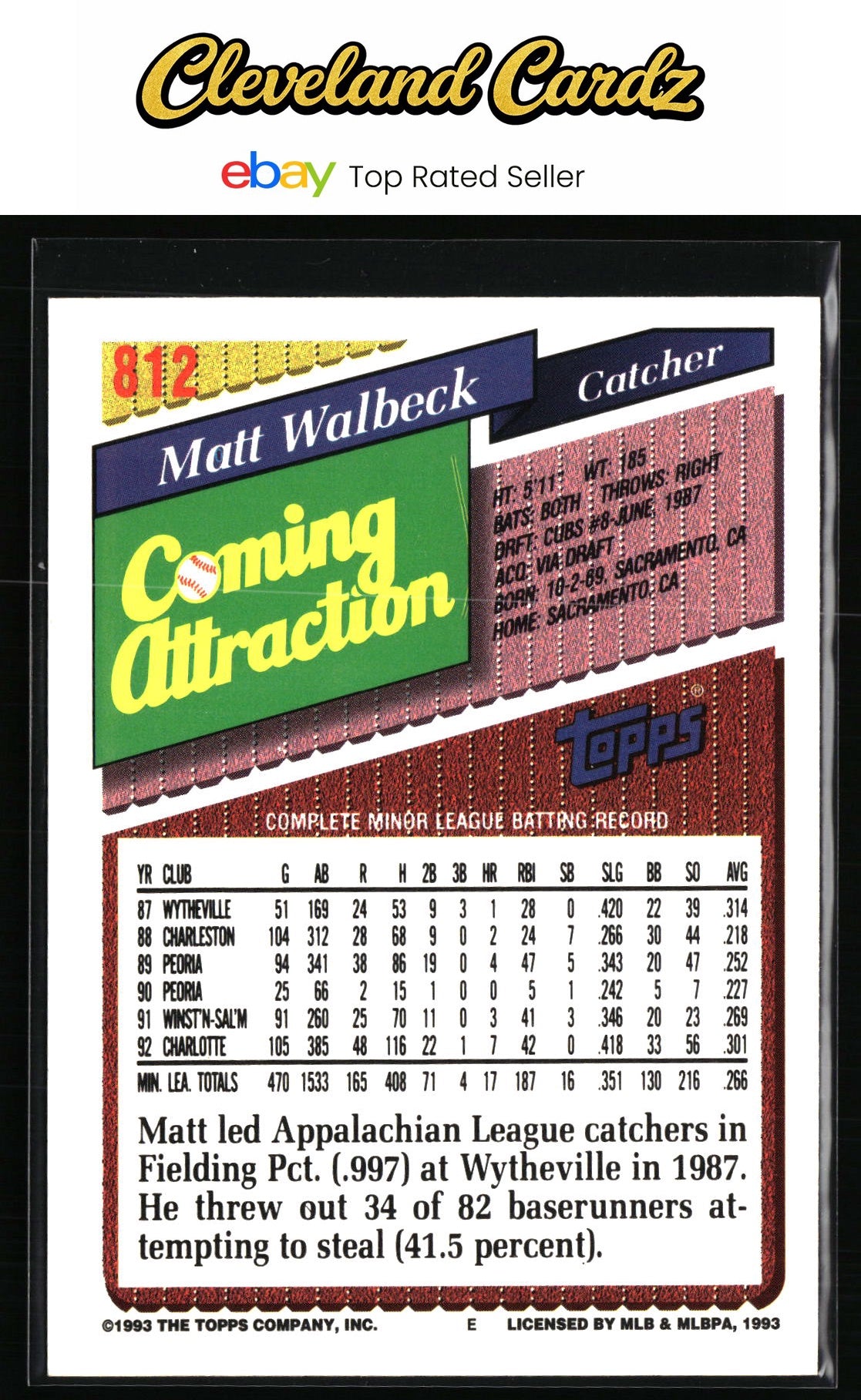 1993 Topps #812 Matt Walbeck RC