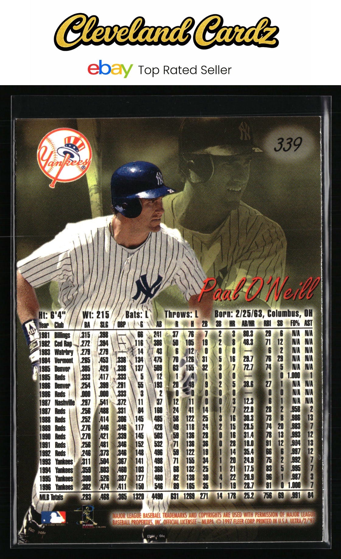 1997 Ultra #339 Paul O'Neill