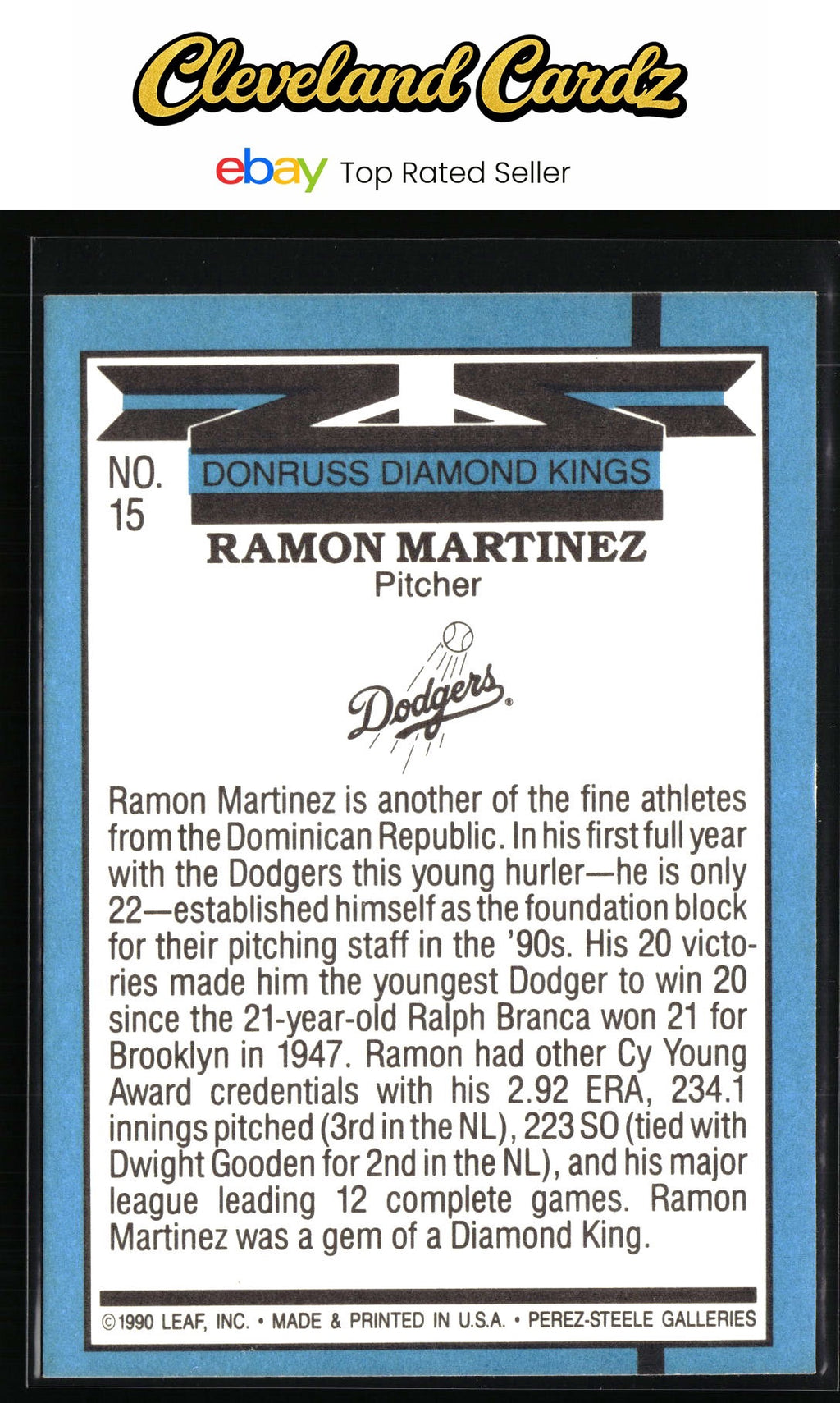 1991 Donruss #15b Ramon Martinez