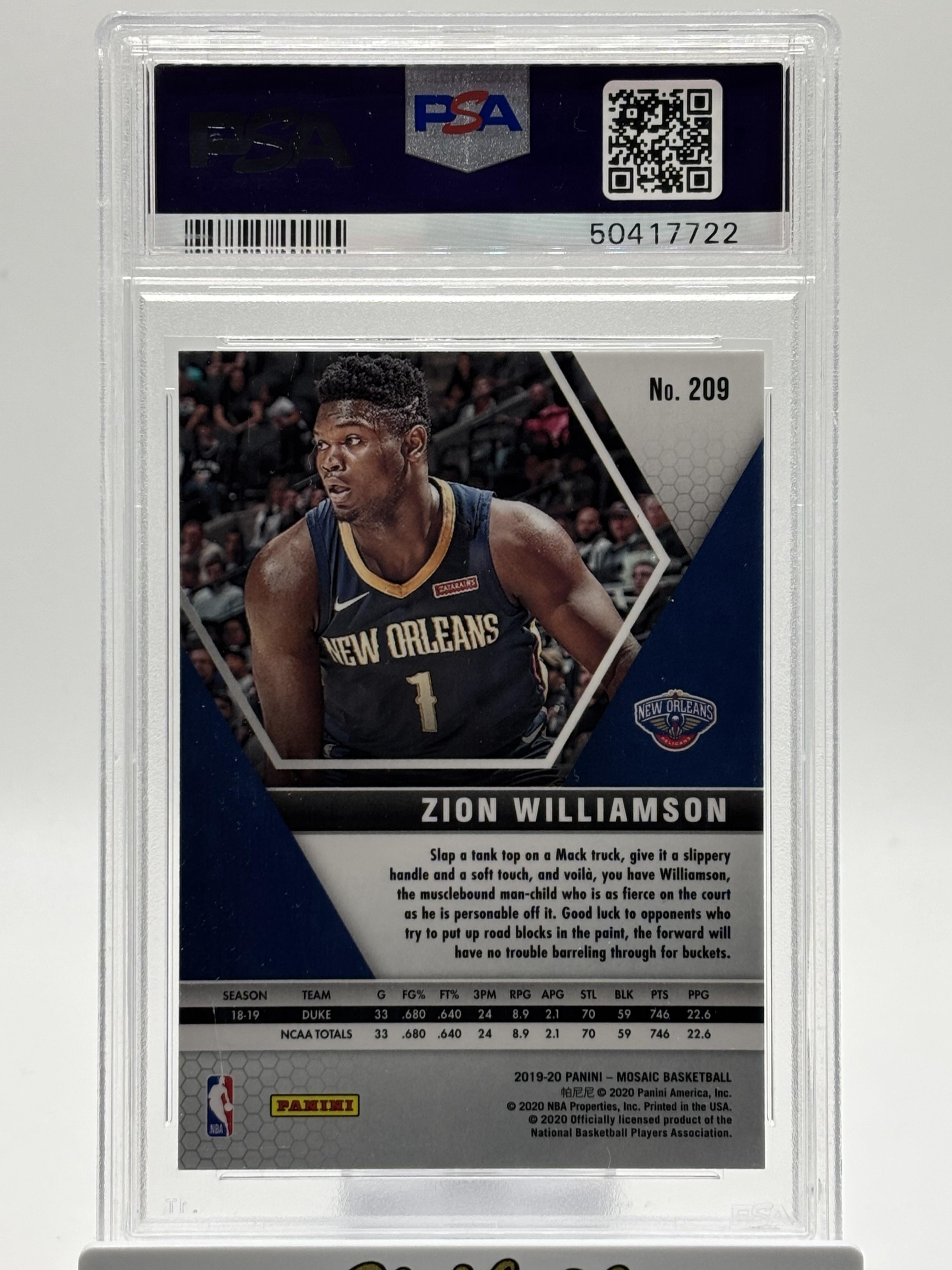2019 Panini Mosaic #209 Zion Williamson RC PSA 9