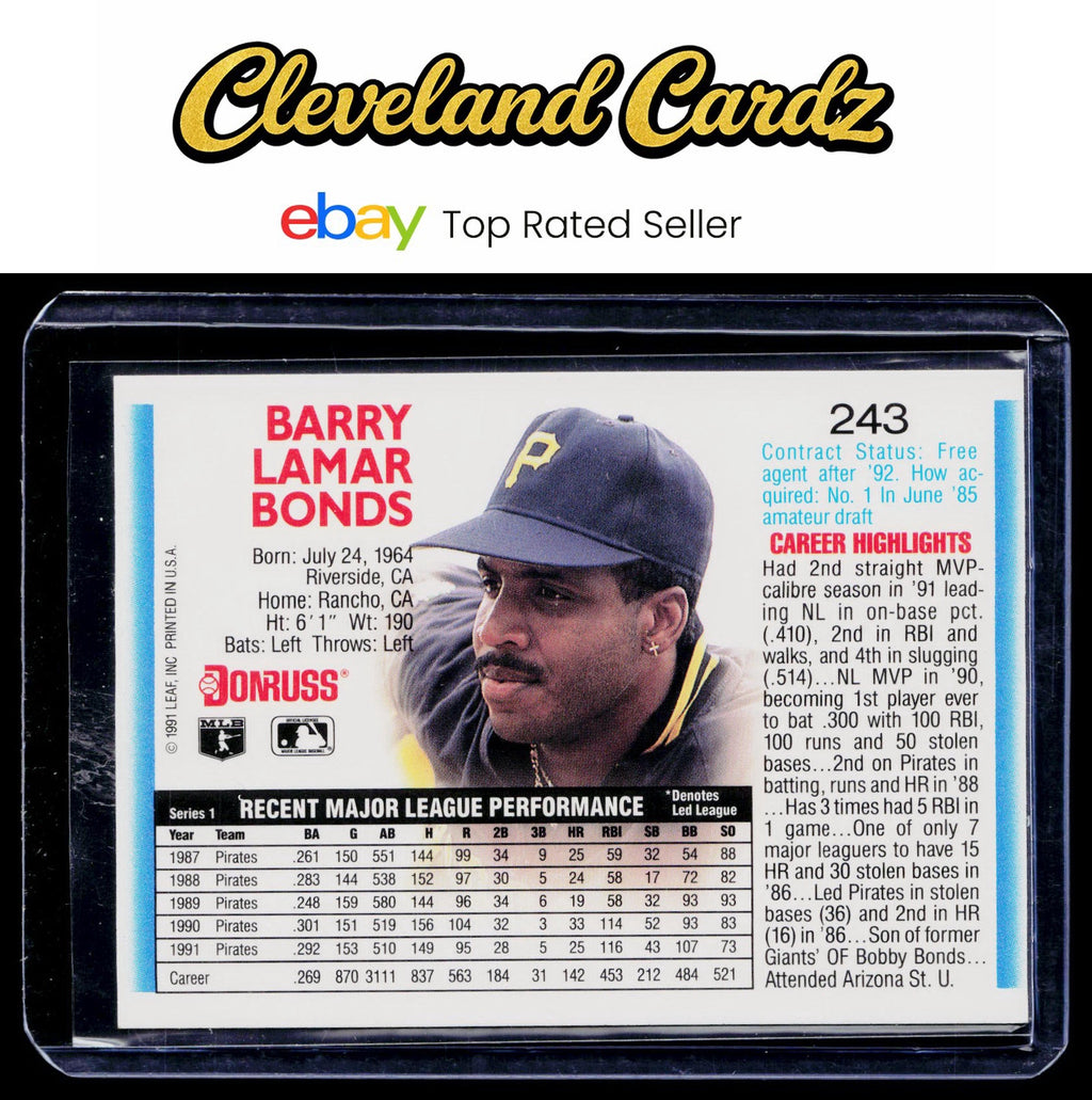 1992 Donruss #243b Barry Bonds