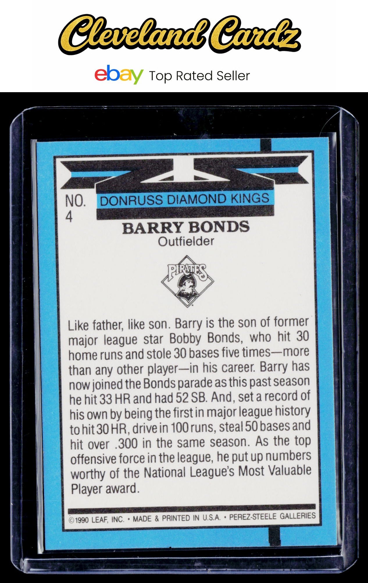 1991 Donruss #4b Barry Bonds