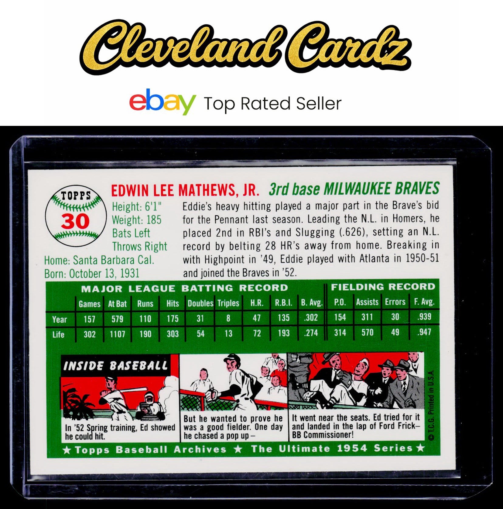 1994 Topps Archives 1954 #30 Ed Mathews
