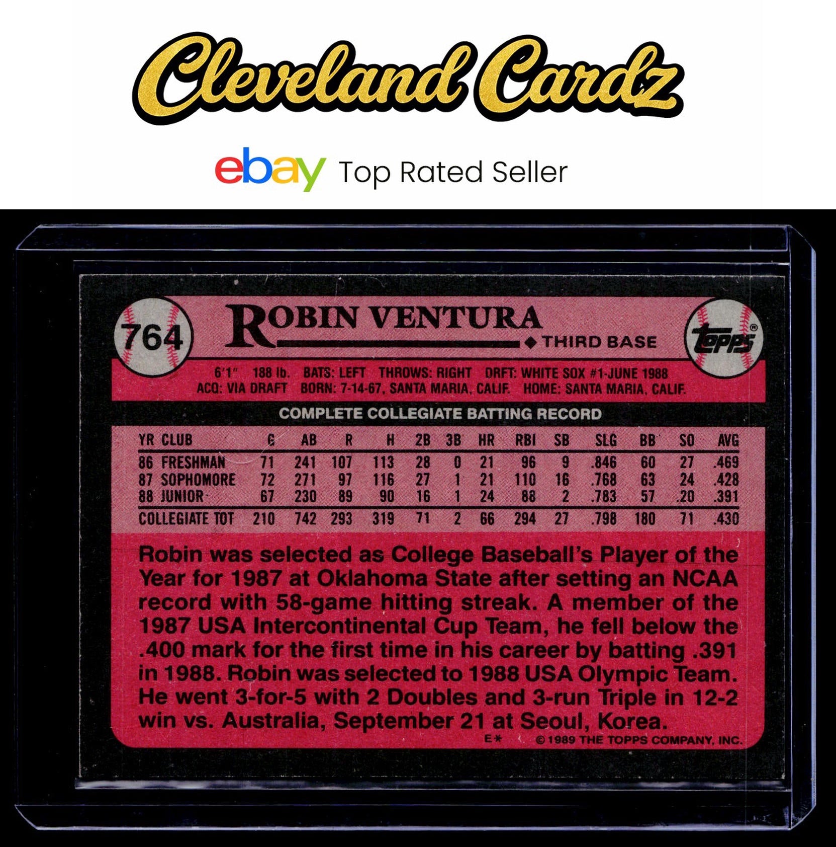1989 Topps #764 Robin Ventura RC