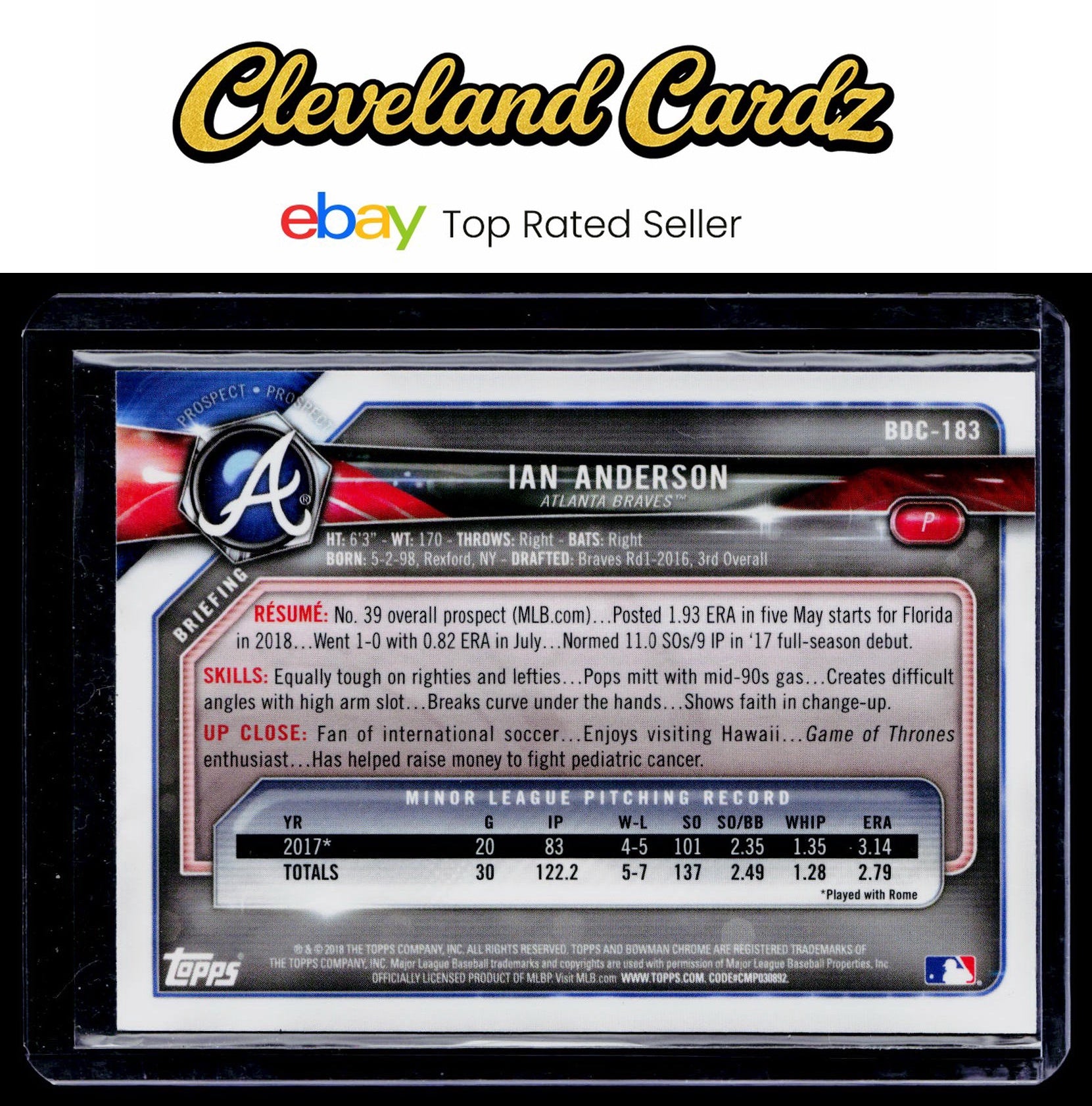 2018 Bowman Draft #BDC-183 Ian Anderson Chrome
