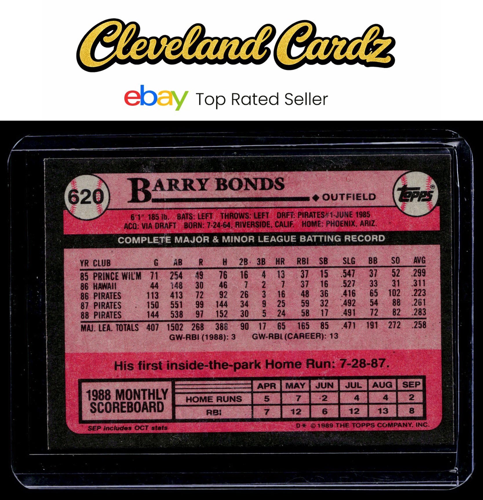 1989 Topps #620 Barry Bonds