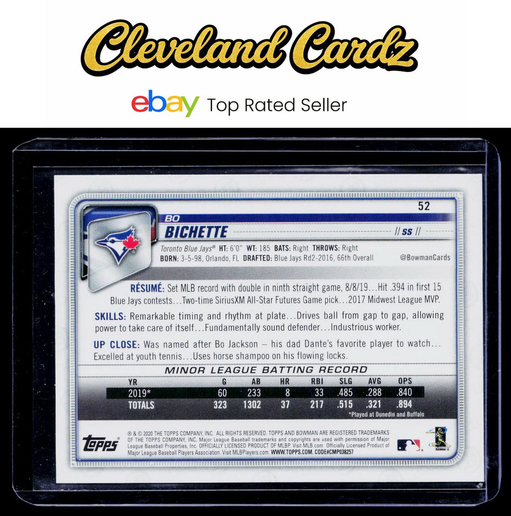 2020 Bowman #52 Bo Bichette RC