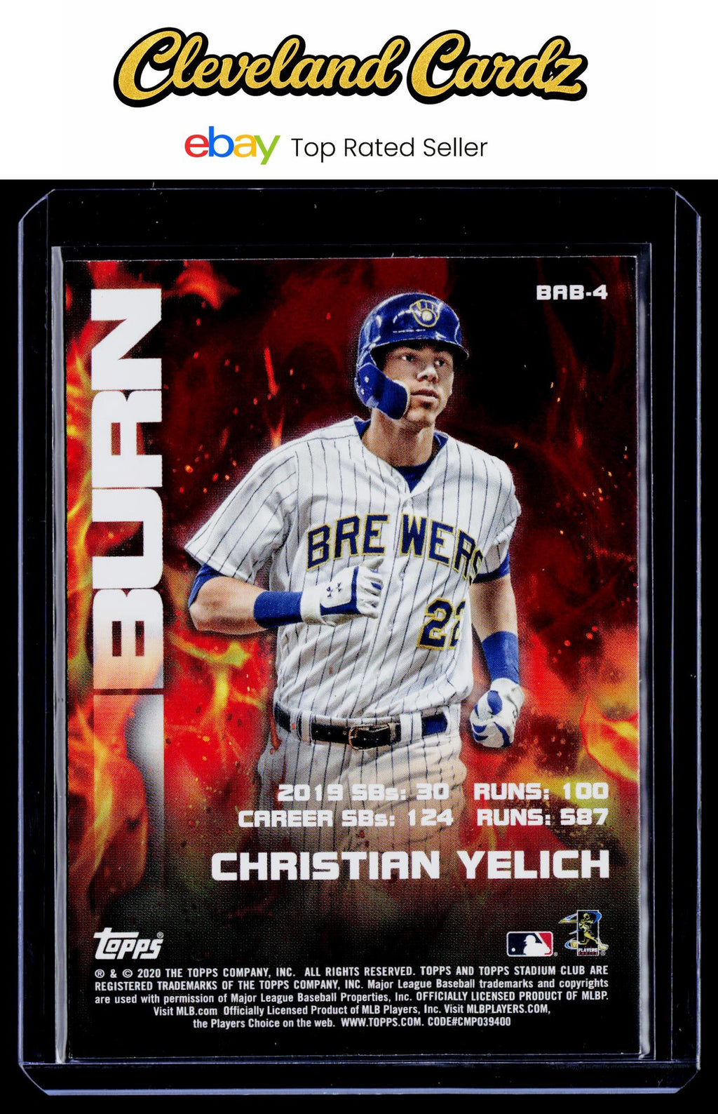 2020 Stadium Club #BAB-4 Christian Yelich Bash & Burn Red