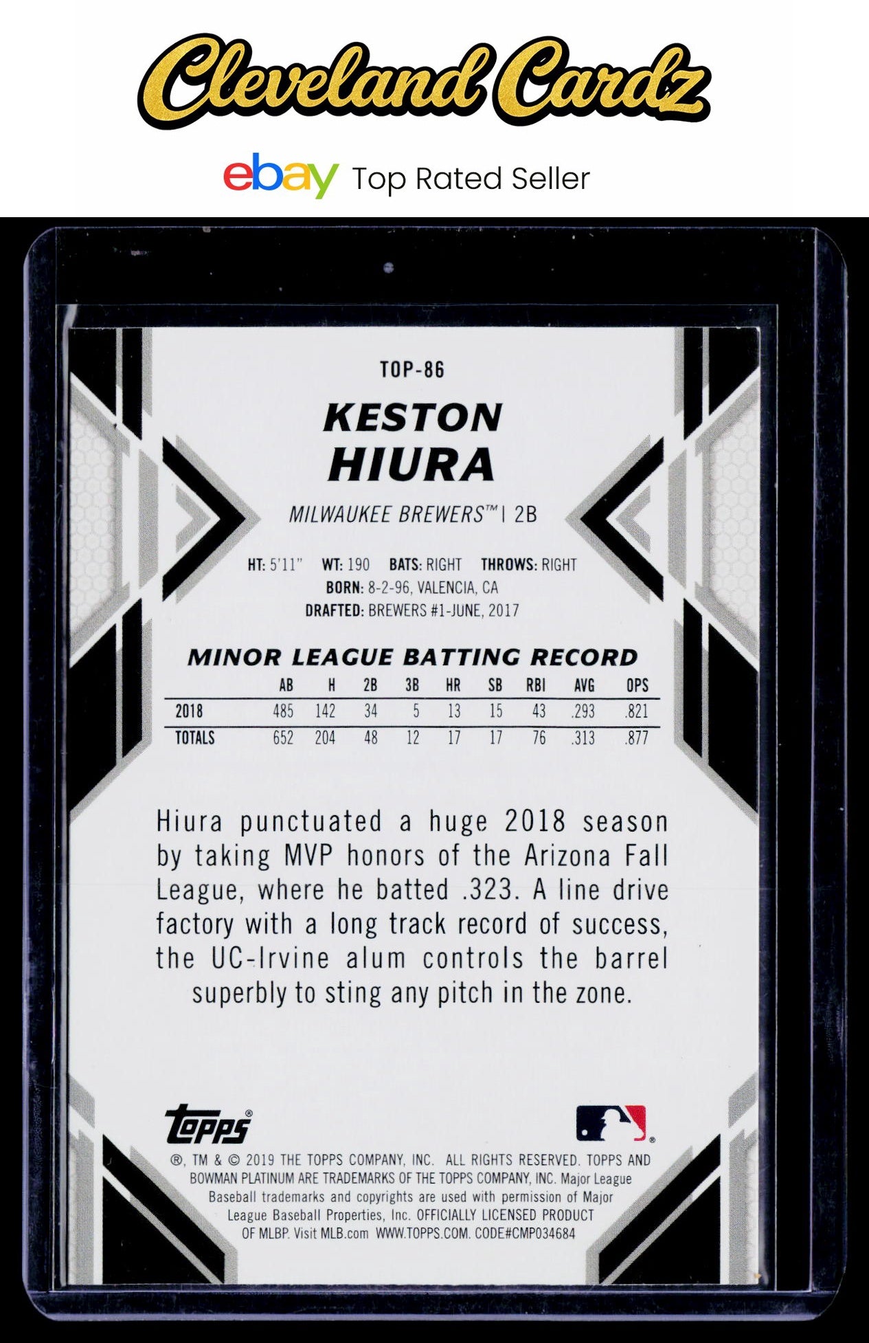 2019 Bowman Platinum #TOP-86 Keston Hiura Top Prospects