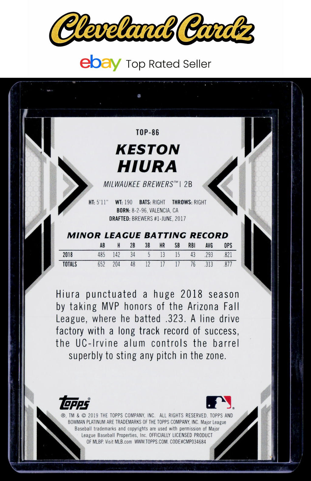 2019 Bowman Platinum #TOP-86 Keston Hiura Top Prospects